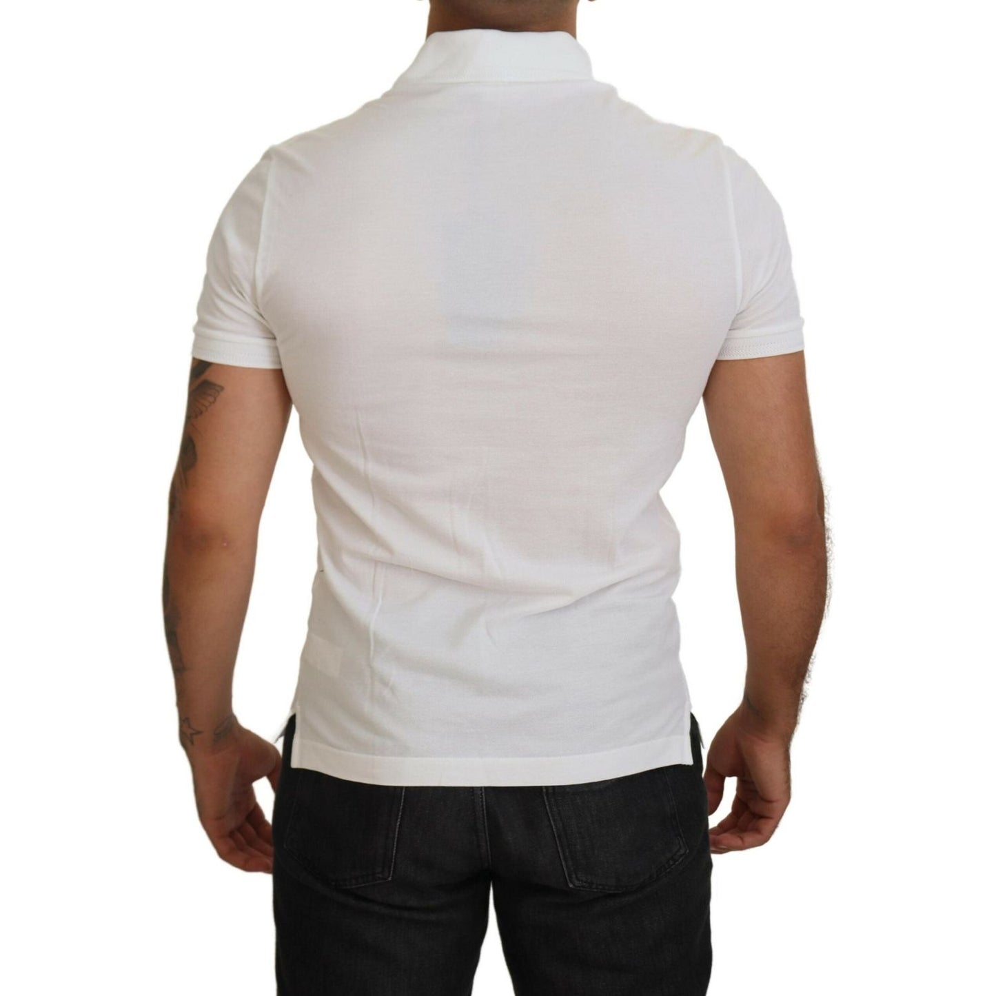 Dolce & Gabbana Elegant White Cotton Blend Polo Dolce & Gabbana Gray