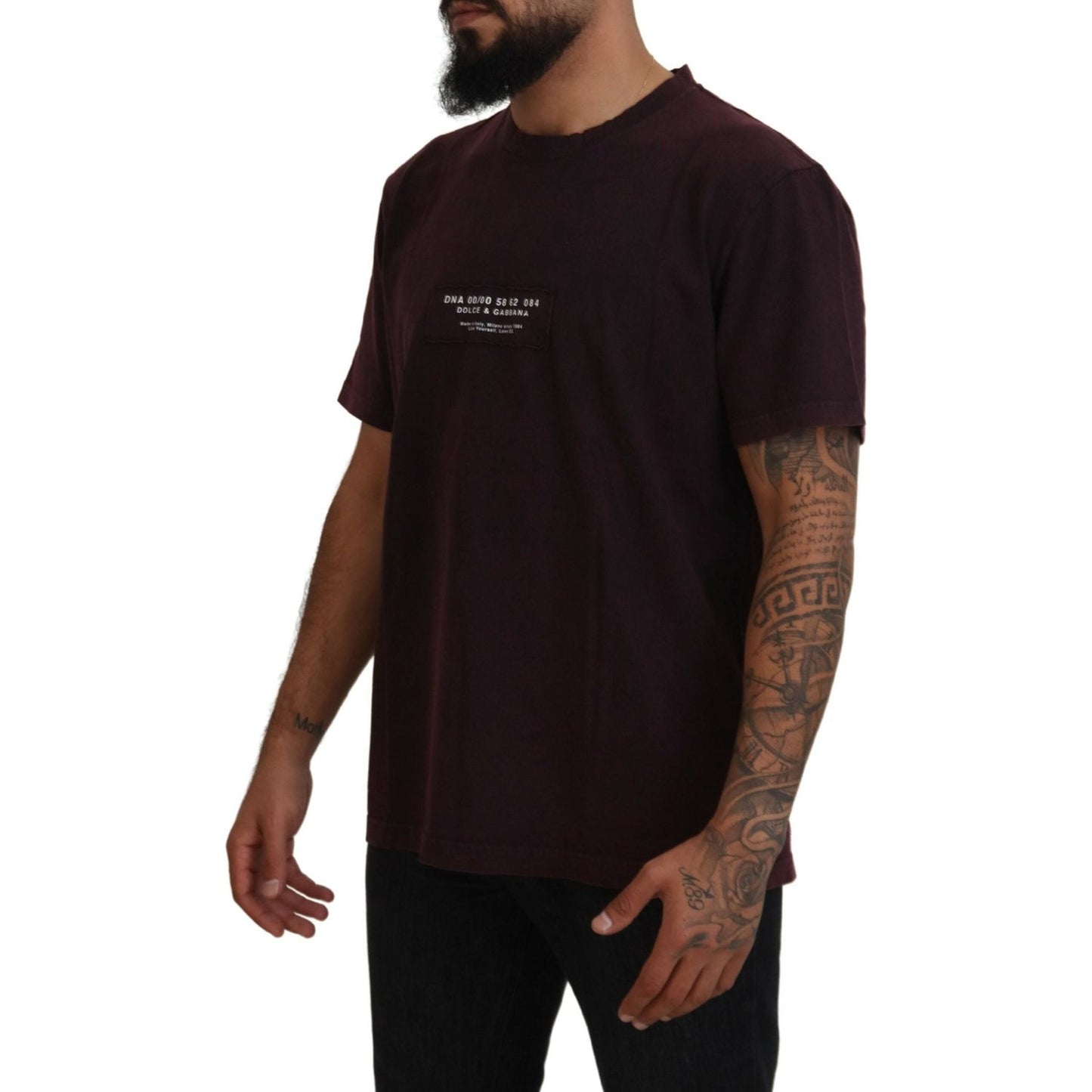 Dolce & Gabbana Elegant Bordeaux Crewneck Tee Dolce & Gabbana Black