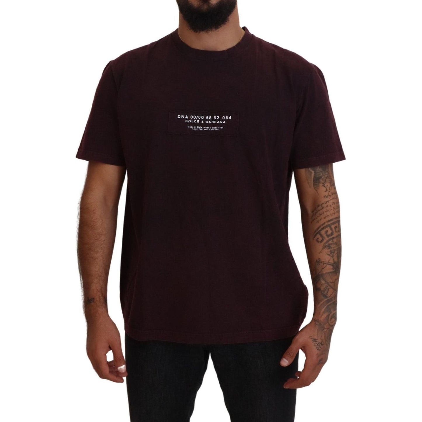 Dolce & Gabbana Elegant Bordeaux Crewneck Tee Dolce & Gabbana Black