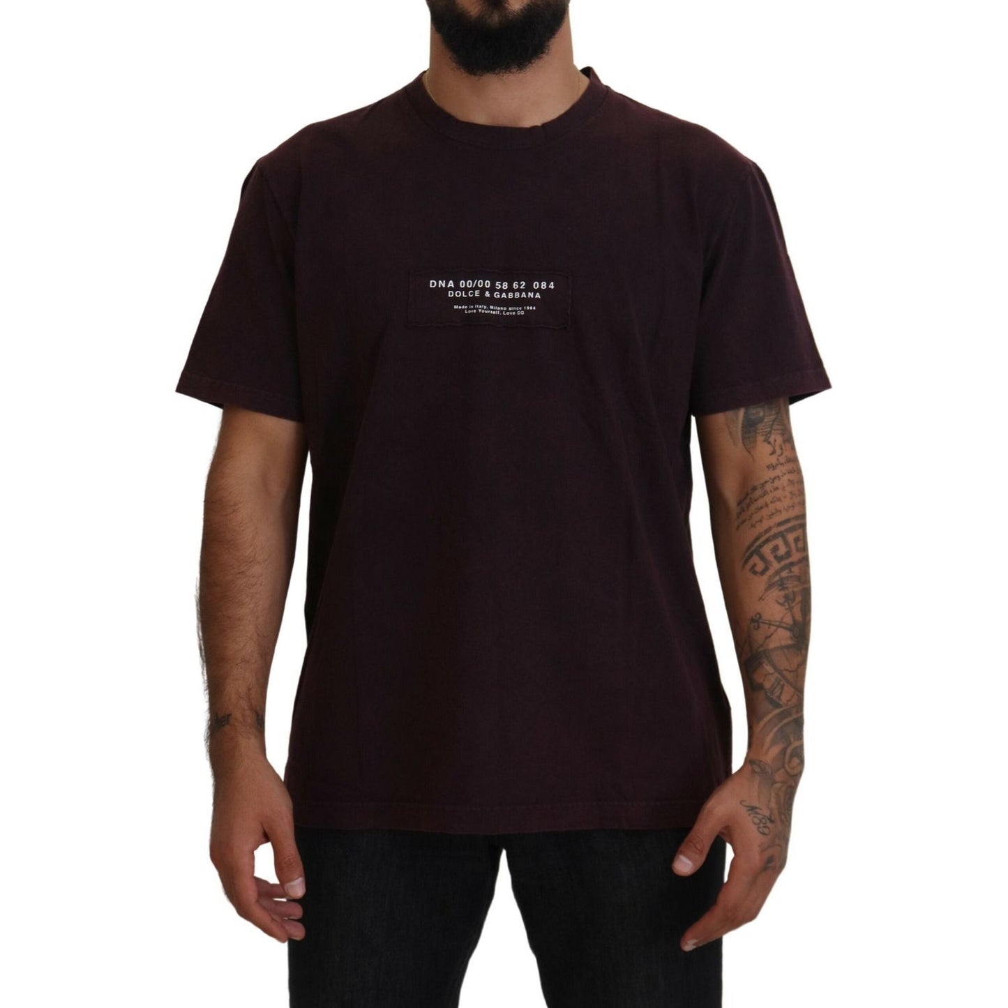 Dolce & Gabbana Elegant Bordeaux Crewneck Tee Dolce & Gabbana Black