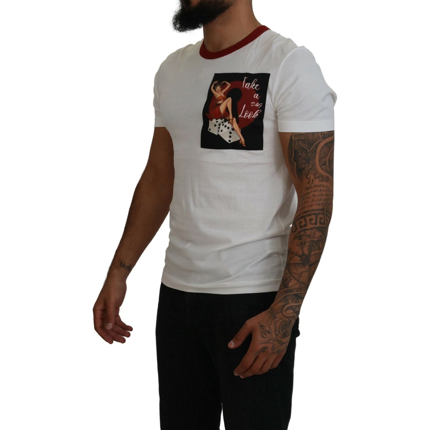 Dolce & Gabbana Elegant White Crewneck Cotton T-Shirt Dolce & Gabbana Black