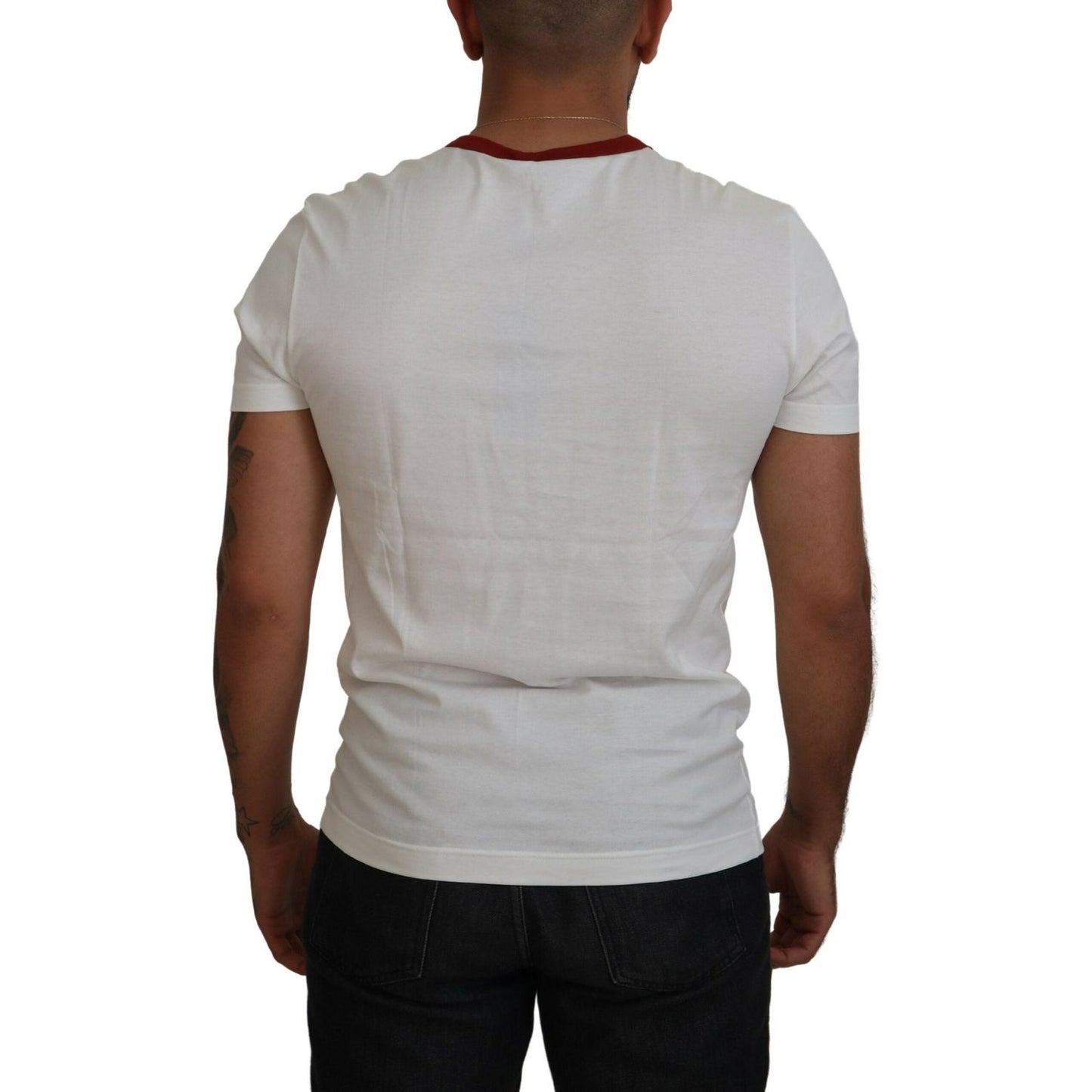 Dolce & Gabbana Elegant White Crewneck Cotton T-Shirt Dolce & Gabbana Dark Gray