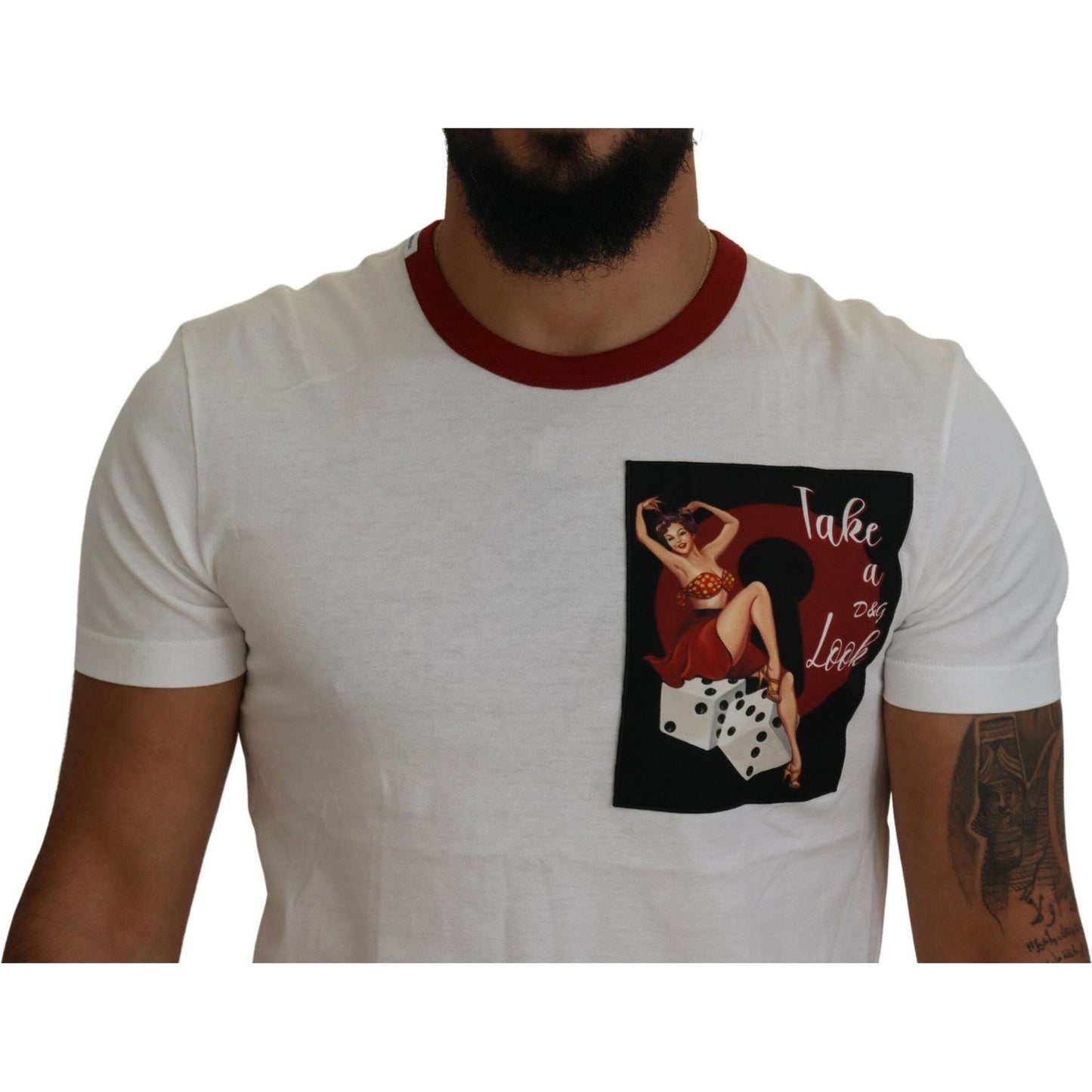 Dolce & Gabbana Elegant White Crewneck Cotton T-Shirt Dolce & Gabbana Dark Gray