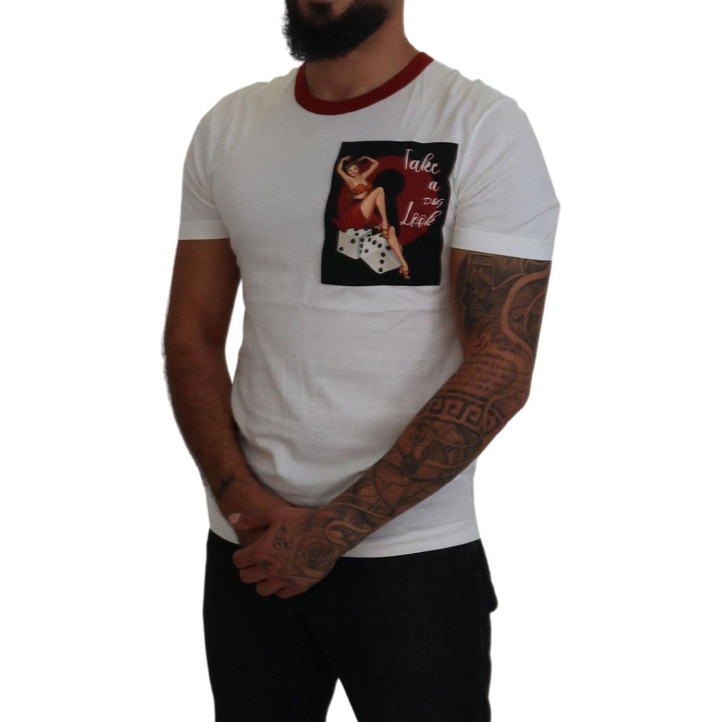 Dolce & Gabbana Elegant White Crewneck Cotton T-Shirt Dolce & Gabbana Black