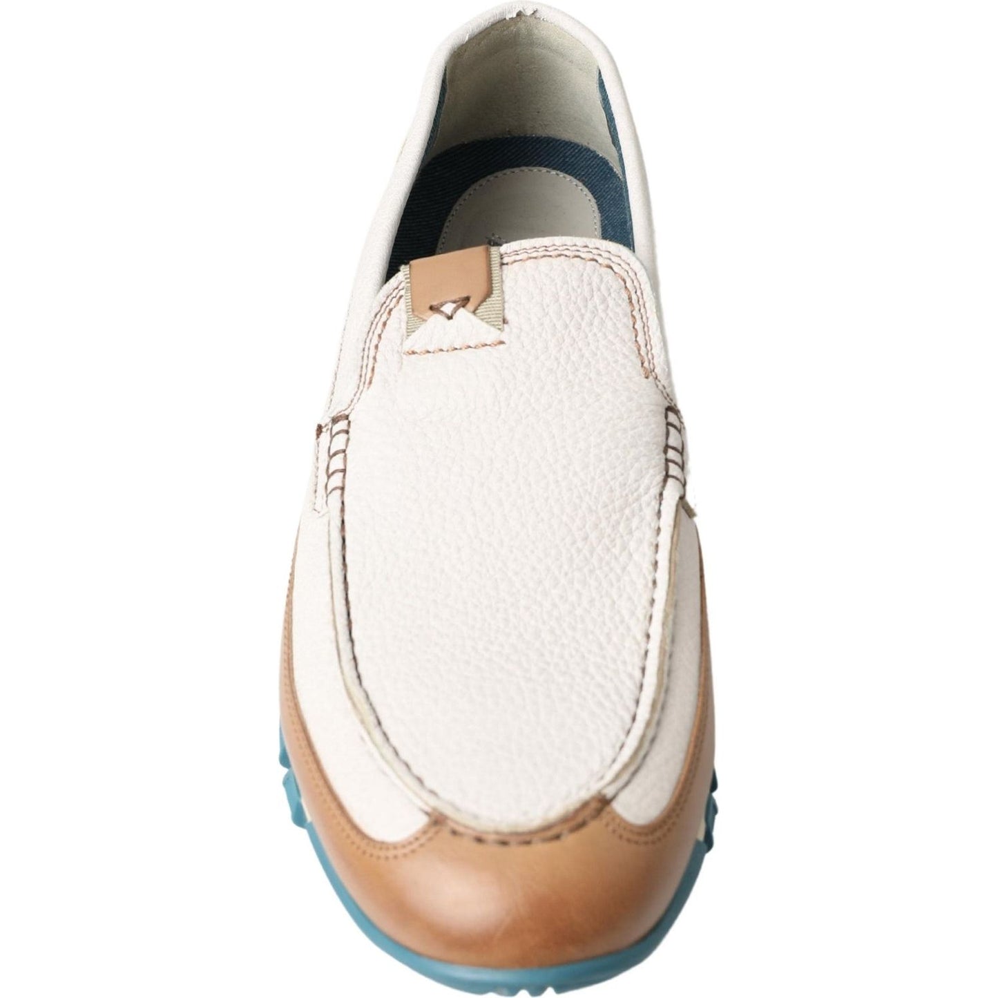 Dolce & Gabbana Elegant White Leather Slipper Loafers Dolce & Gabbana Antique White