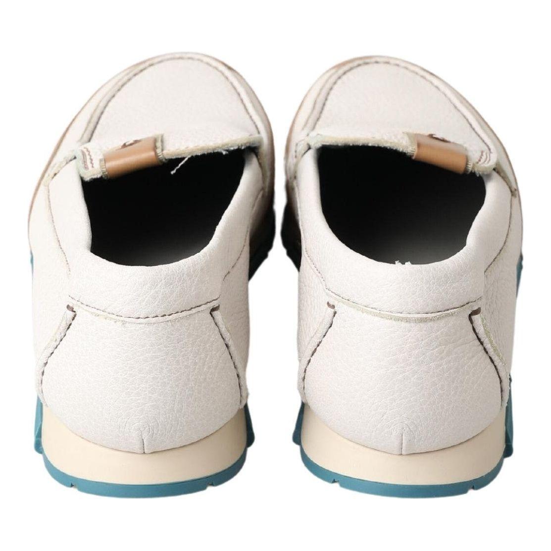 Dolce & Gabbana Elegant White Leather Slipper Loafers Dolce & Gabbana Light Gray