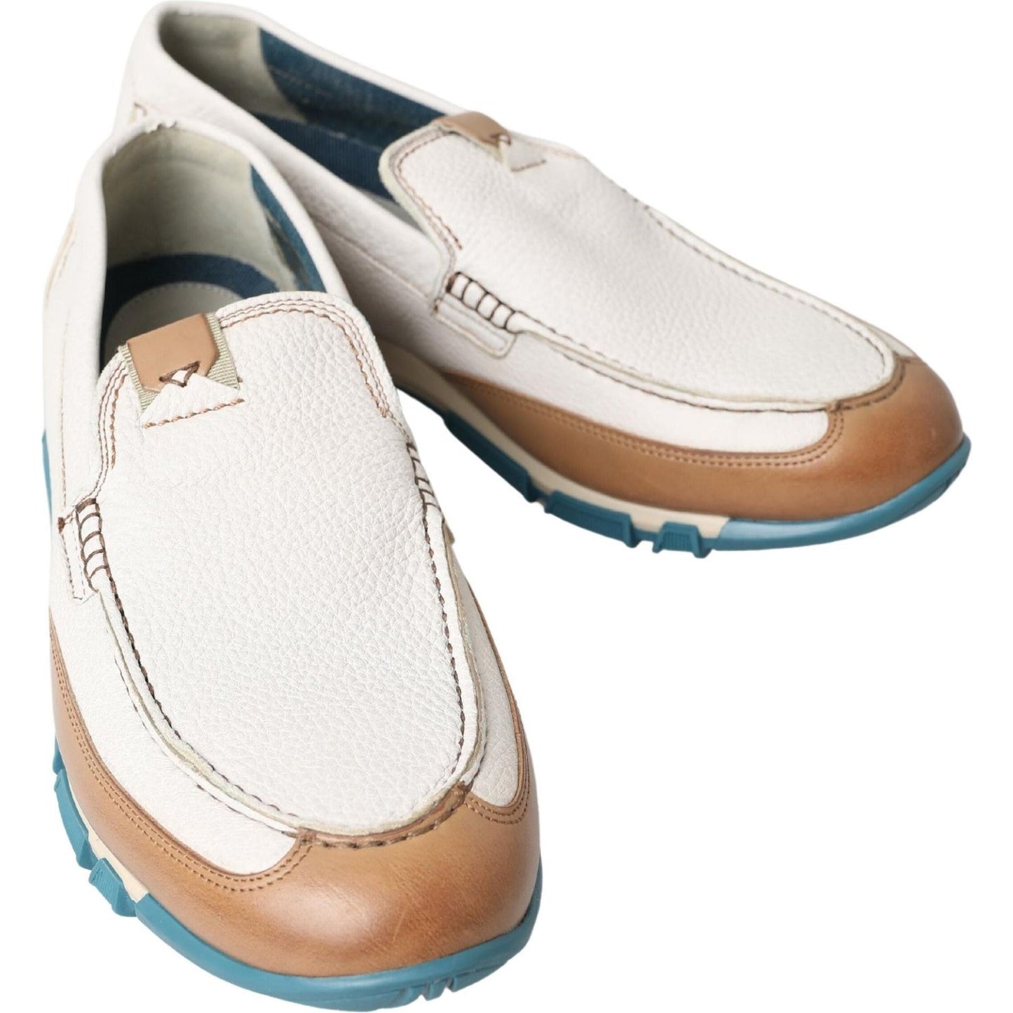 Dolce & Gabbana Elegant White Leather Slipper Loafers Dolce & Gabbana Light Gray