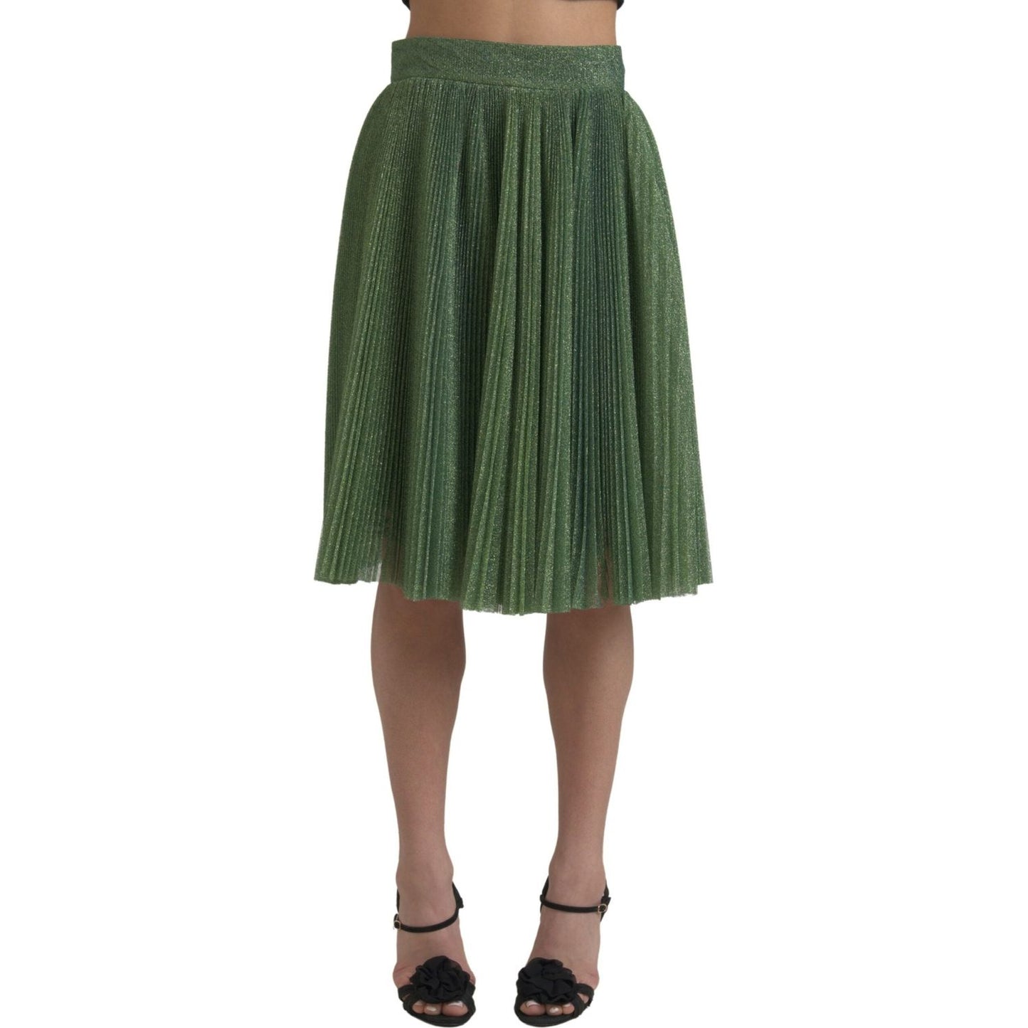 Dolce & Gabbana Enchanting Metallic Green Pleated A-Line Skirt Dolce & Gabbana Dark Slate Gray