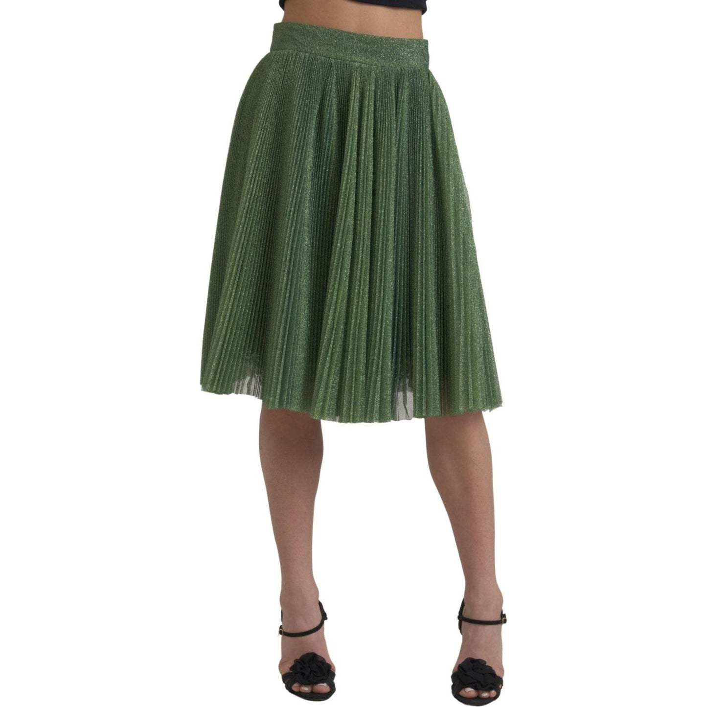 Dolce & Gabbana Enchanting Metallic Green Pleated A-Line Skirt Dolce & Gabbana Dark Slate Gray