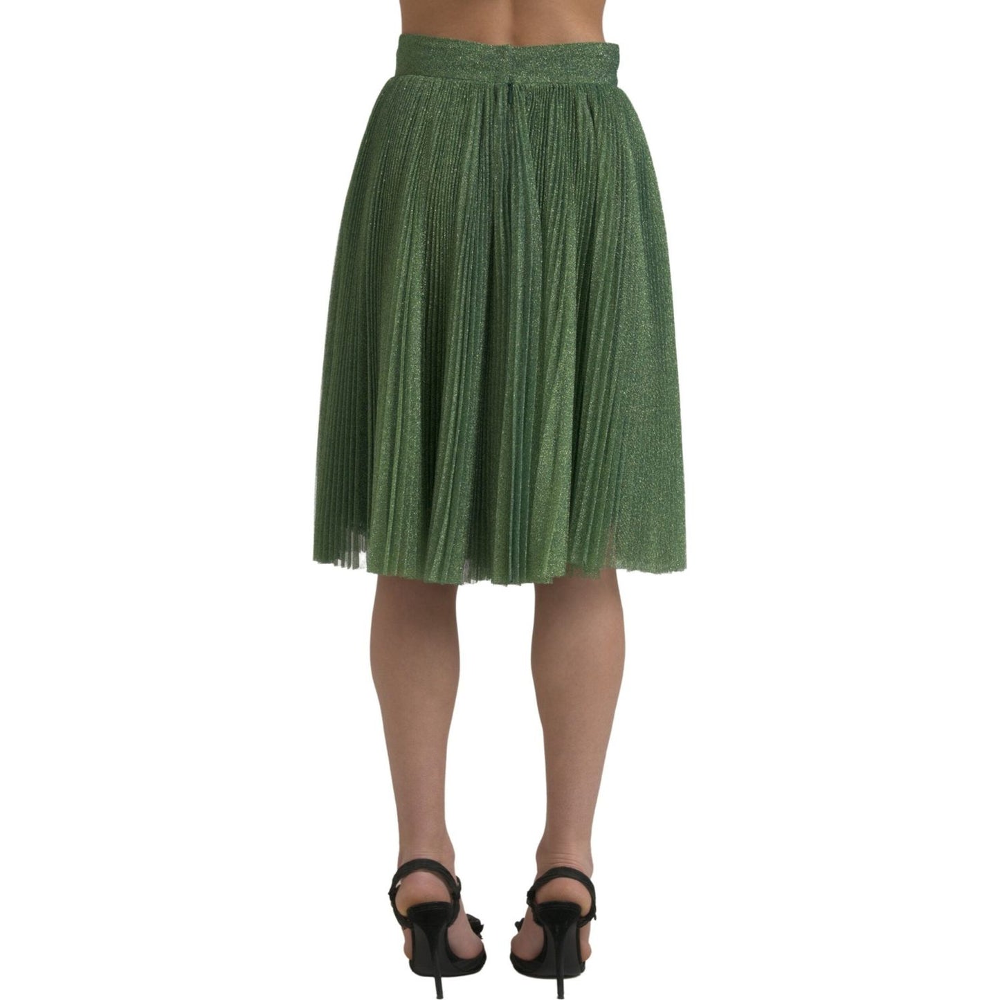 Dolce & Gabbana Enchanting Metallic Green Pleated A-Line Skirt Dolce & Gabbana Dark Slate Gray