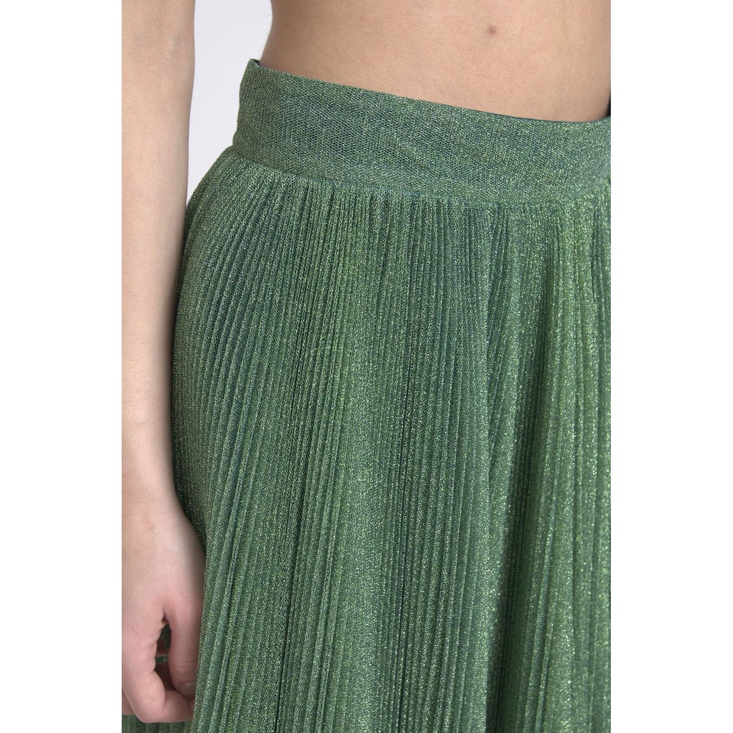 Dolce & Gabbana Enchanting Metallic Green Pleated A-Line Skirt Dolce & Gabbana Dark Slate Gray