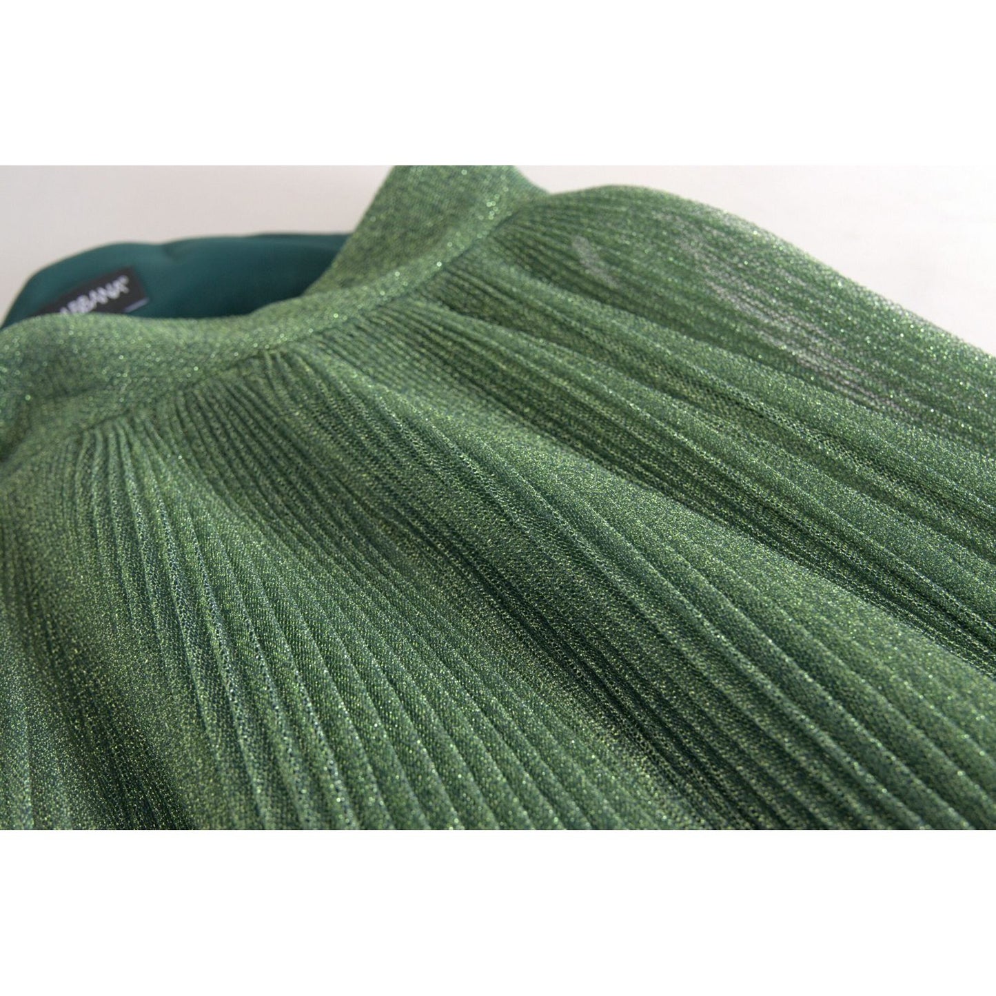 Dolce & Gabbana Enchanting Metallic Green Pleated A-Line Skirt Dolce & Gabbana Dark Olive Green