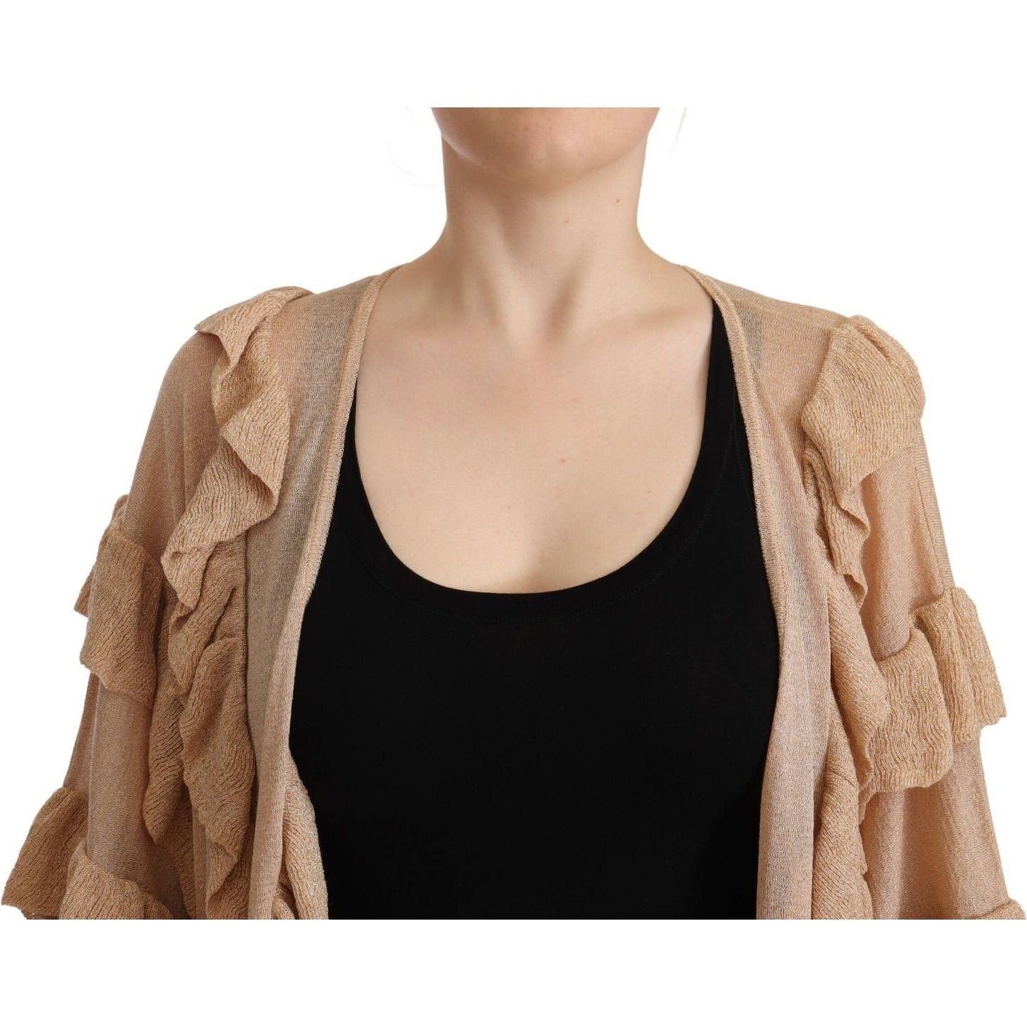 Aniye By Chic Beige Long Sleeve Open Front Cardigan Aniye By Rosy Brown