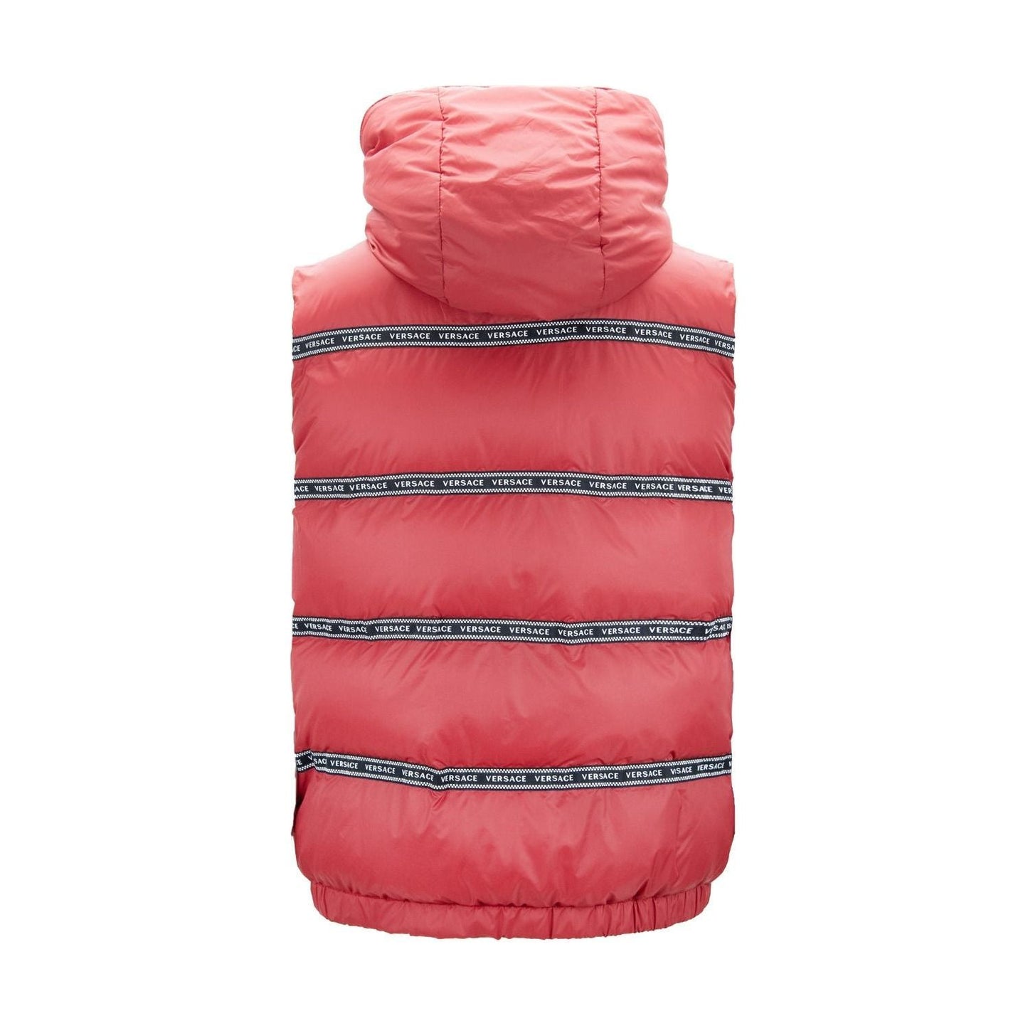 Elegant Red Versace Logo Vest with Detachable Hood Versace Maroon