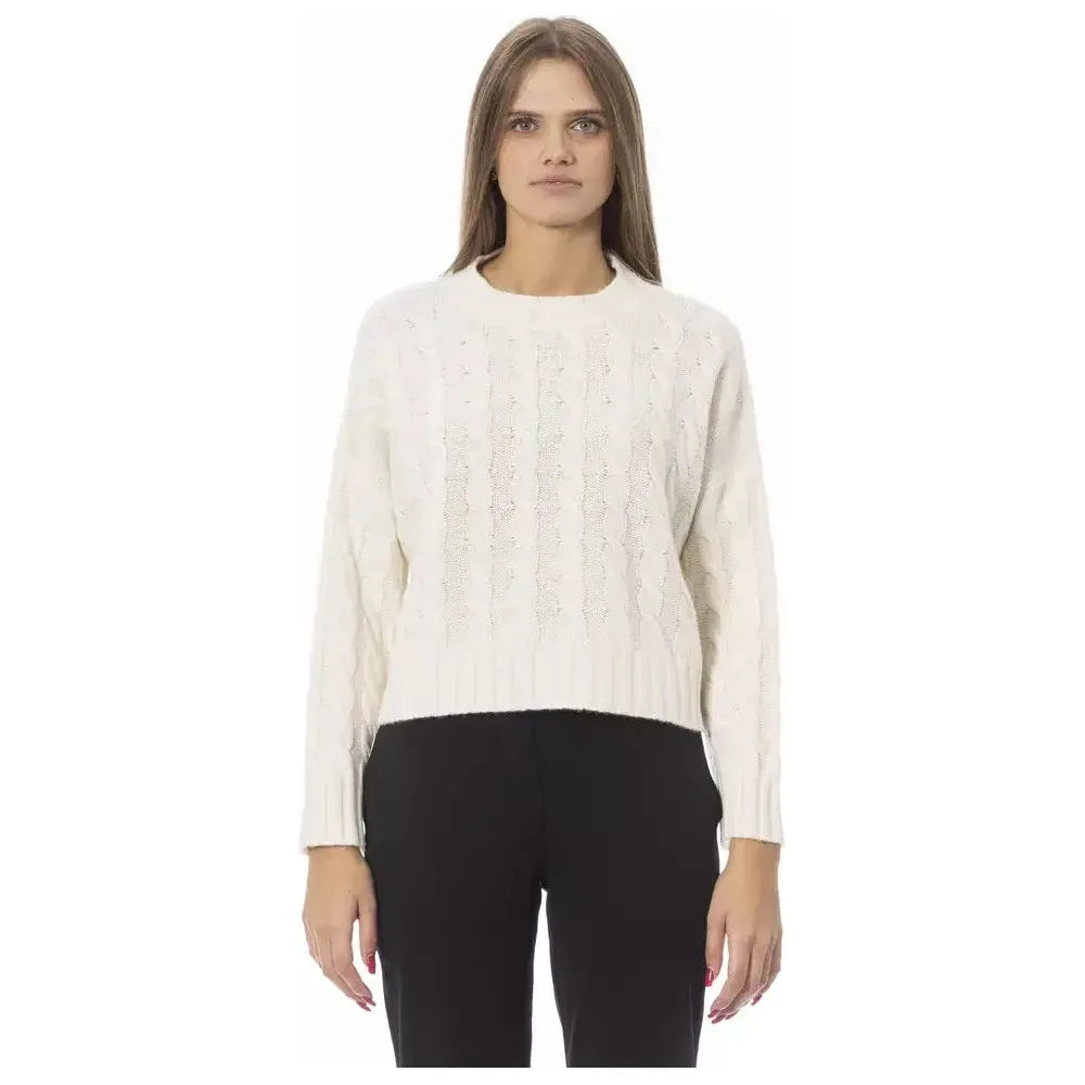 Baldinini Trend Beige Wool Women Sweater Baldinini Trend Dark Slate Gray