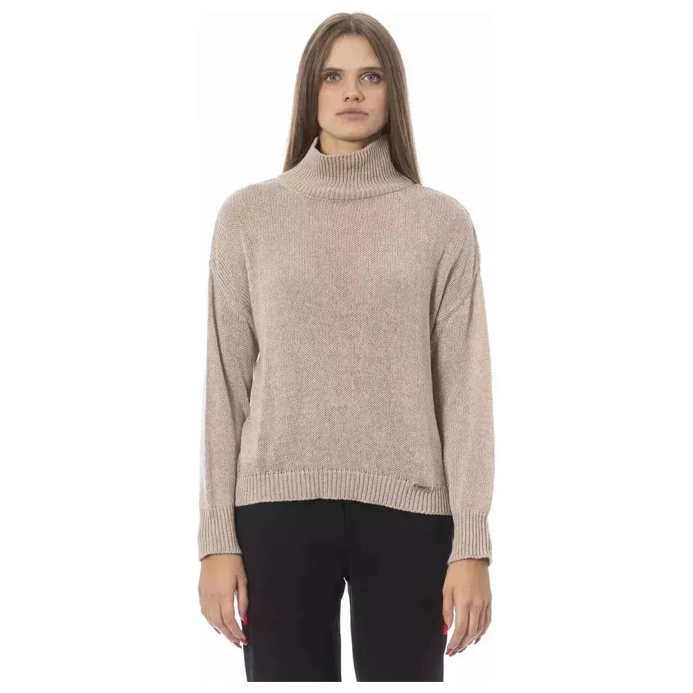 Baldinini Trend Beige Viscose Women Sweater Baldinini Trend Dark Gray