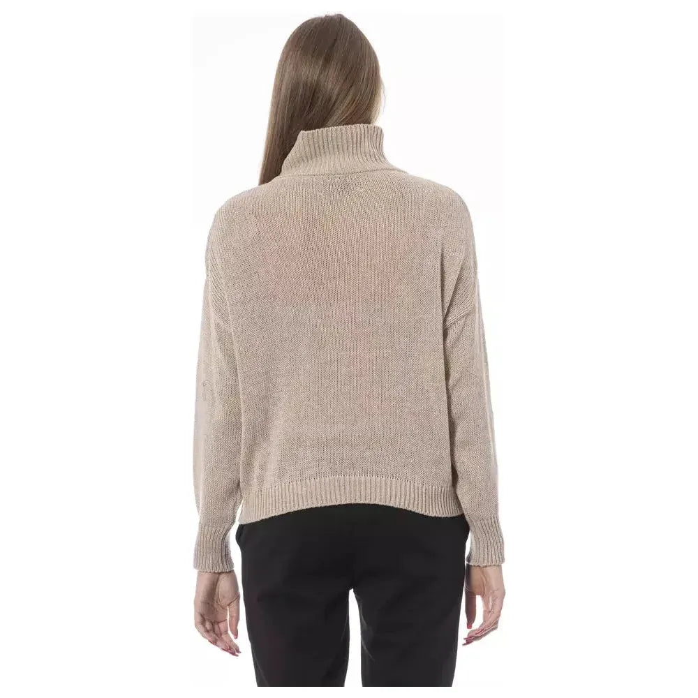 Baldinini Trend Beige Viscose Women Sweater Baldinini Trend Dark Gray