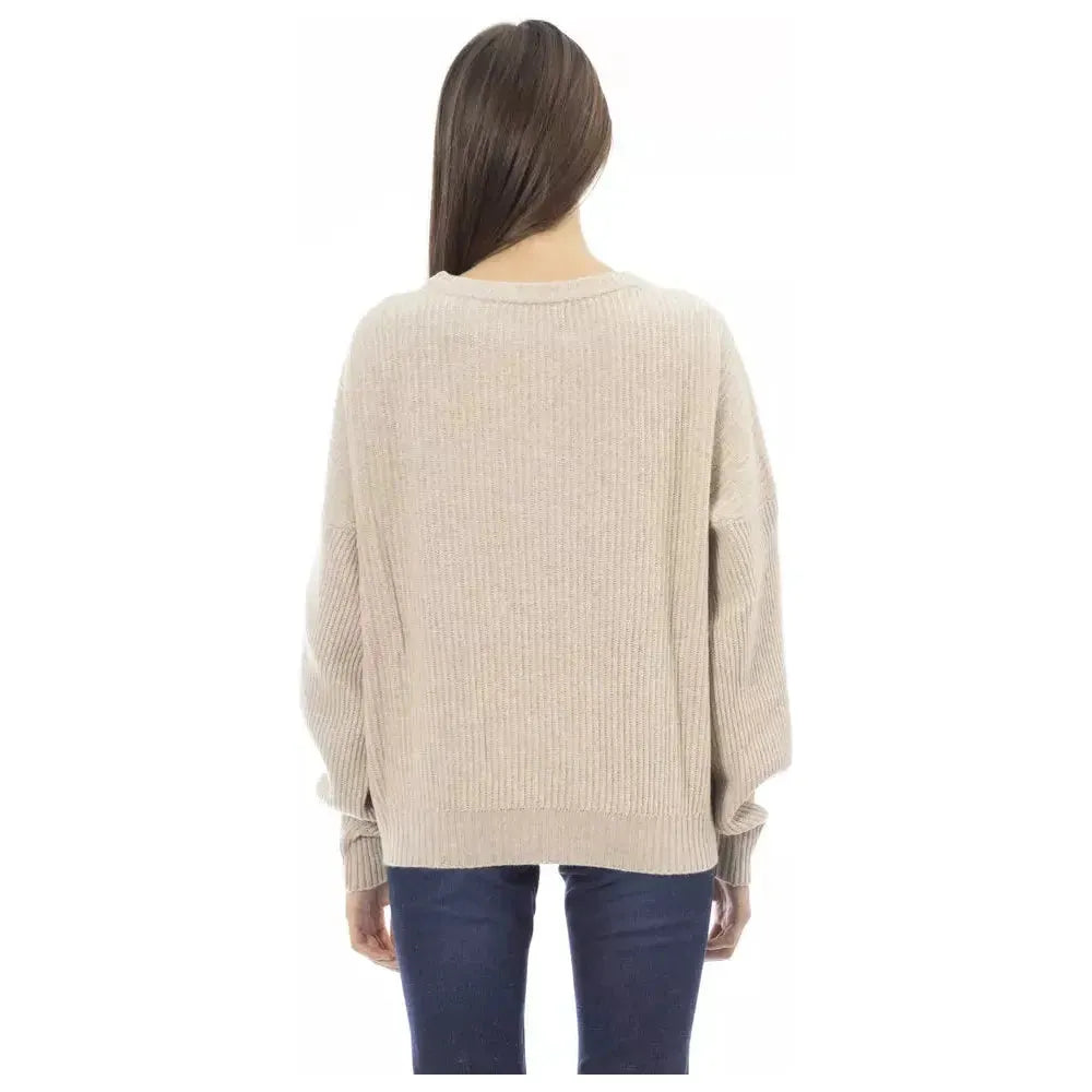 Baldinini Trend Beige Wool Women Sweater Baldinini Trend Light Gray