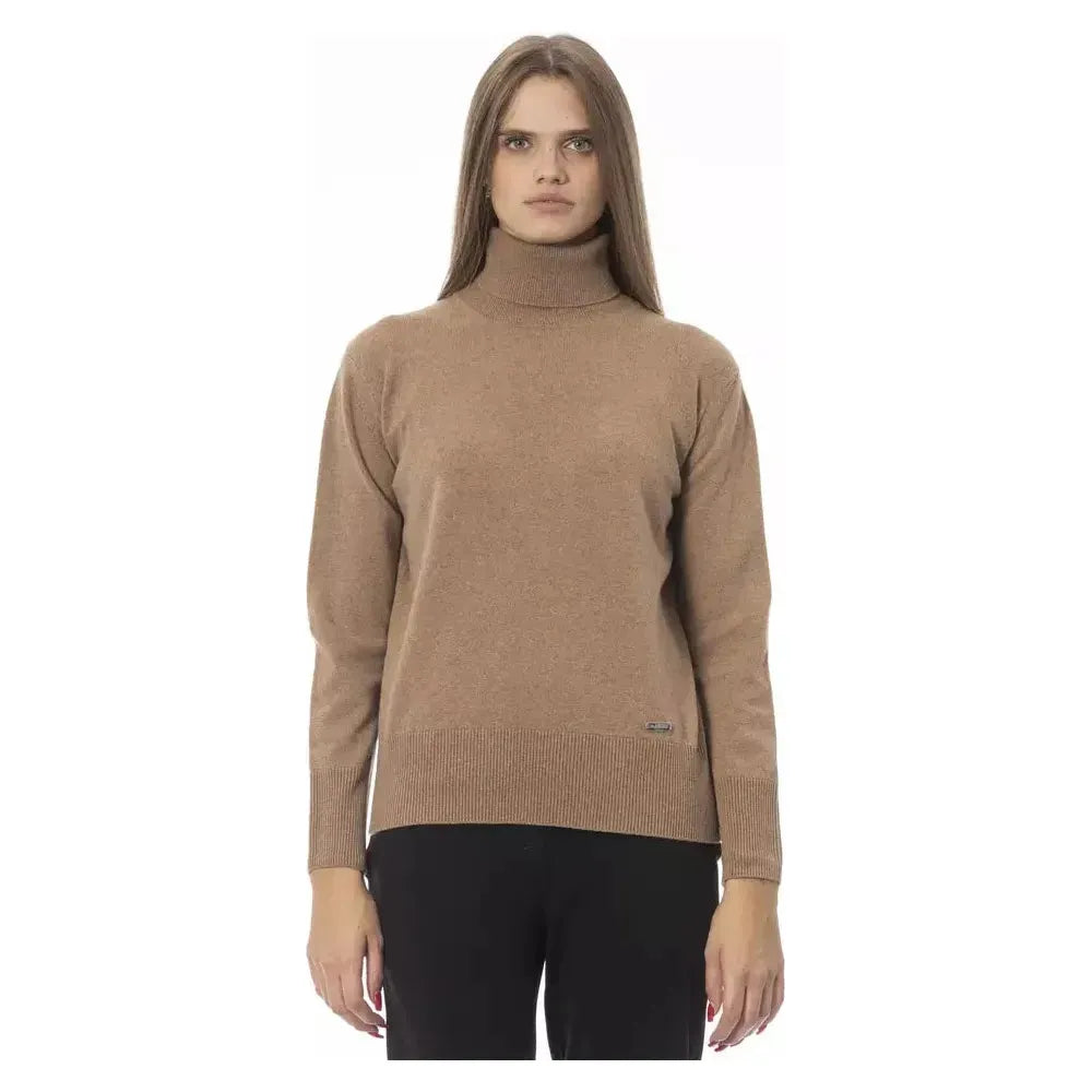 Baldinini Trend Beige Wool Women Sweater Baldinini Trend Rosy Brown