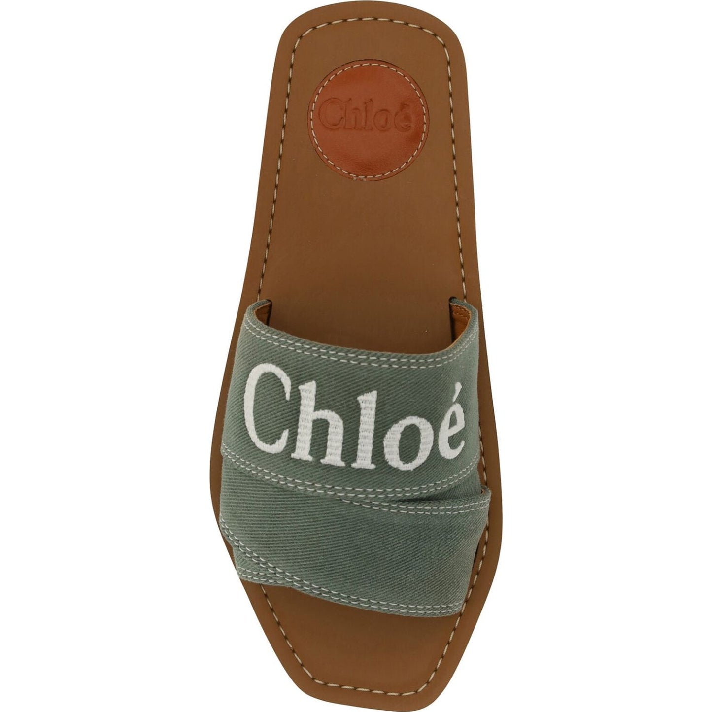 Chloé Elegant Forest Green Cotton Slides Chloé Dark Olive Green