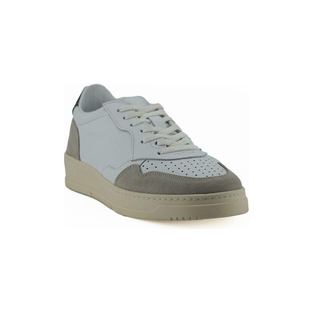 Saxone of Scotland Elegant White Leather Sneakers Saxone of Scotland Dark Gray