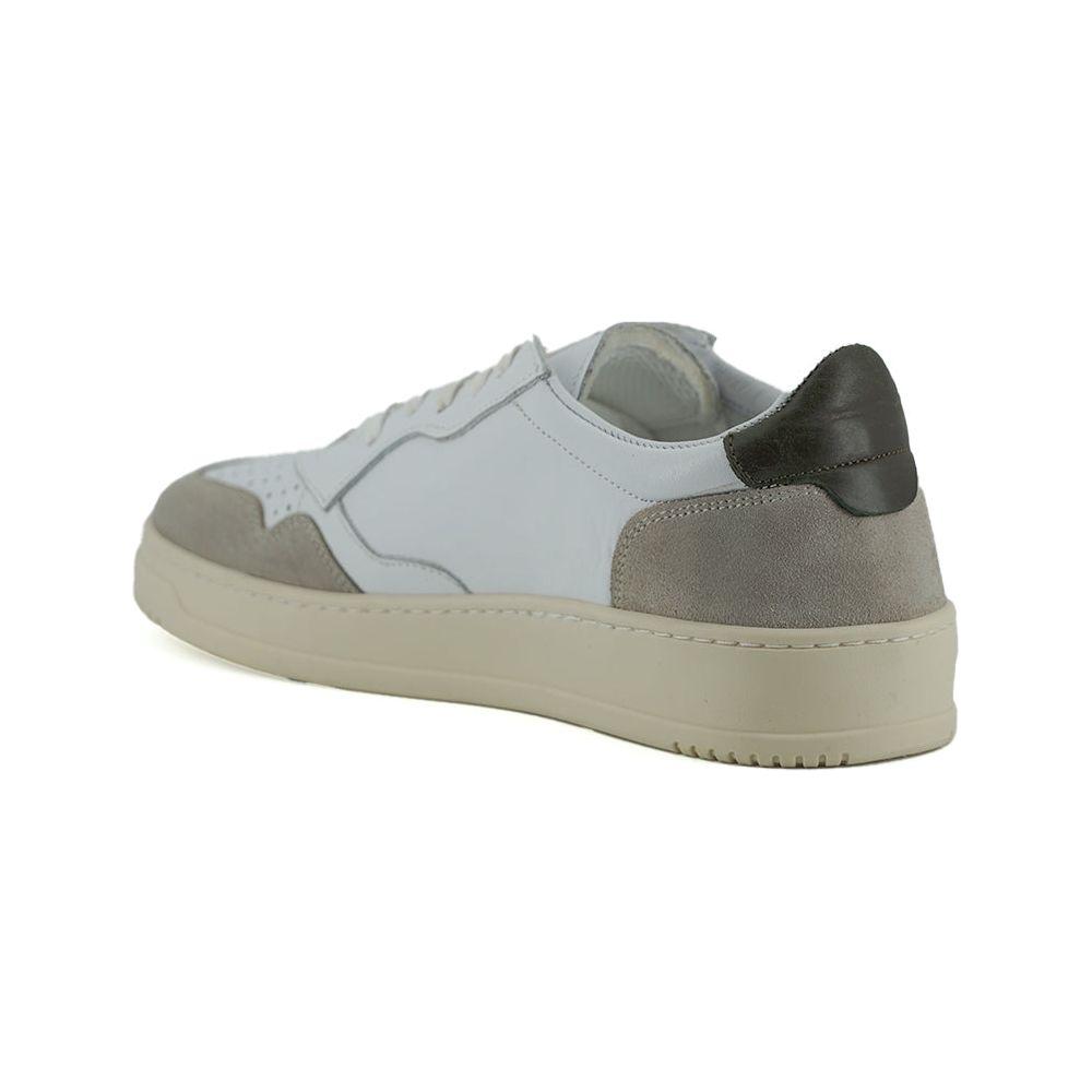 Saxone of Scotland Elegant White Leather Sneakers Saxone of Scotland Dark Gray