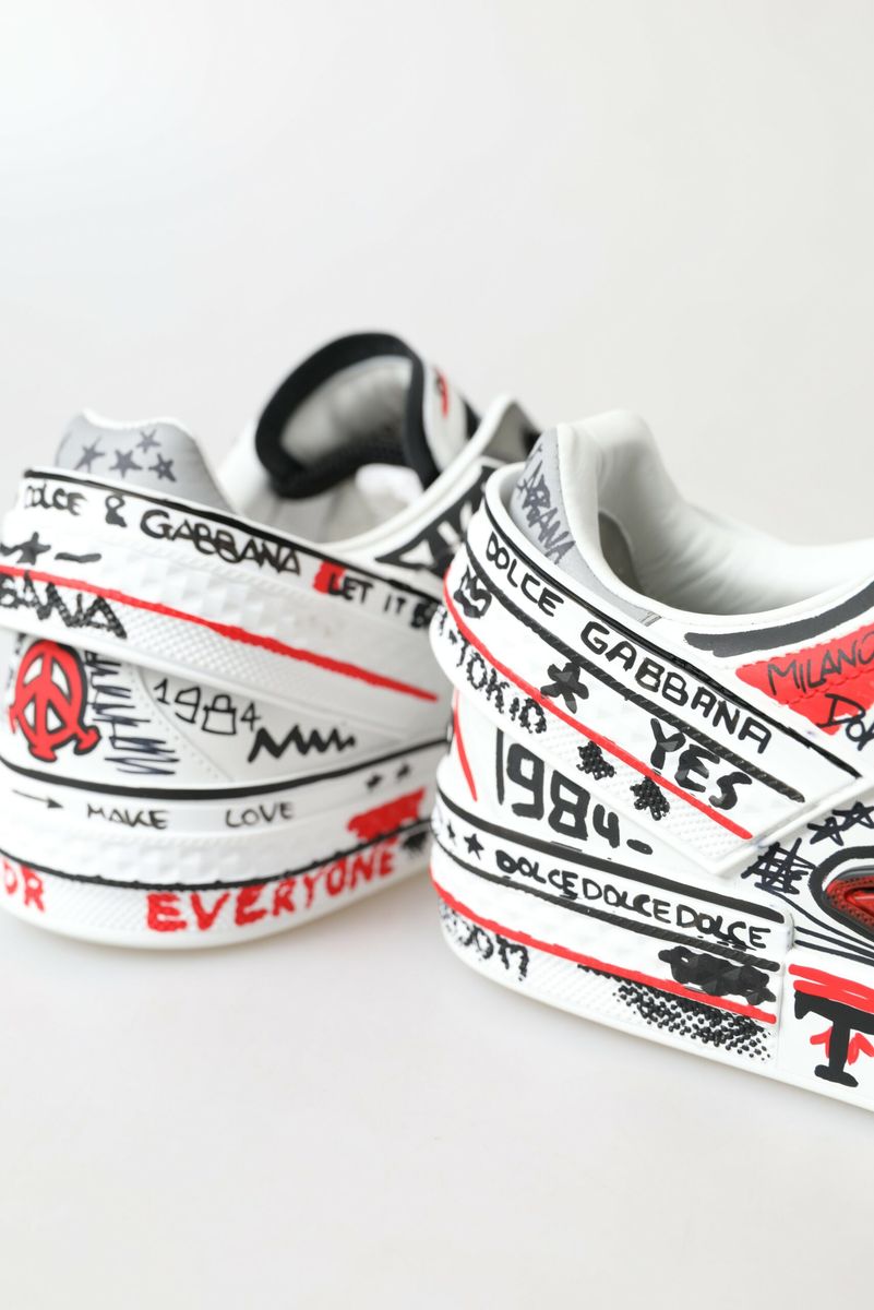 Dolce & Gabbana Multicolor Hand-Painted Leather Sneakers Dolce & Gabbana Lavender