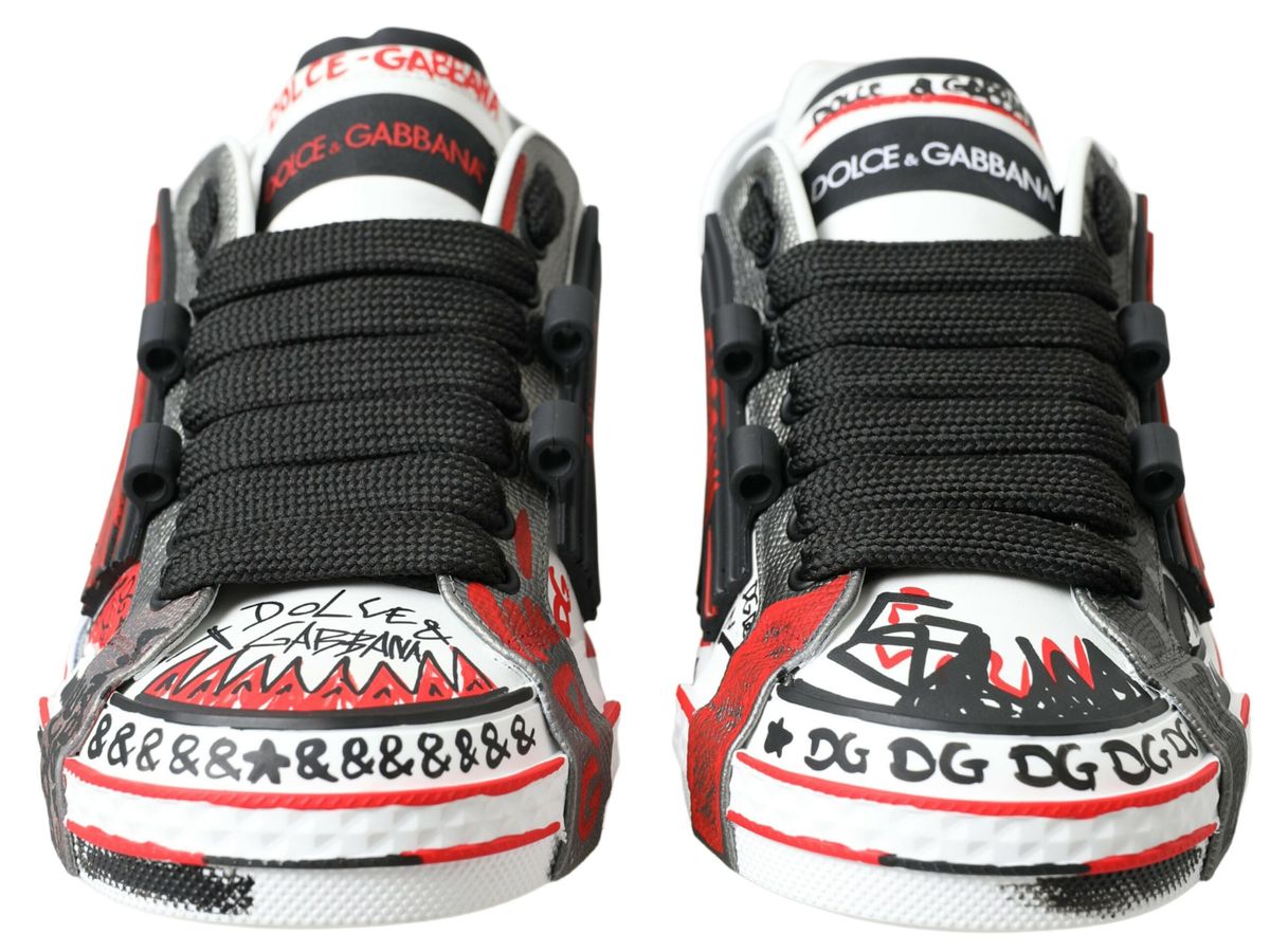 Dolce & Gabbana Multicolor Hand-Painted Leather Sneakers Dolce & Gabbana Thistle