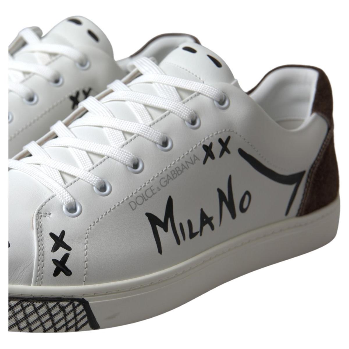 Dolce & Gabbana Sleek White Leather Casual Sneakers Dolce & Gabbana Light Slate Gray