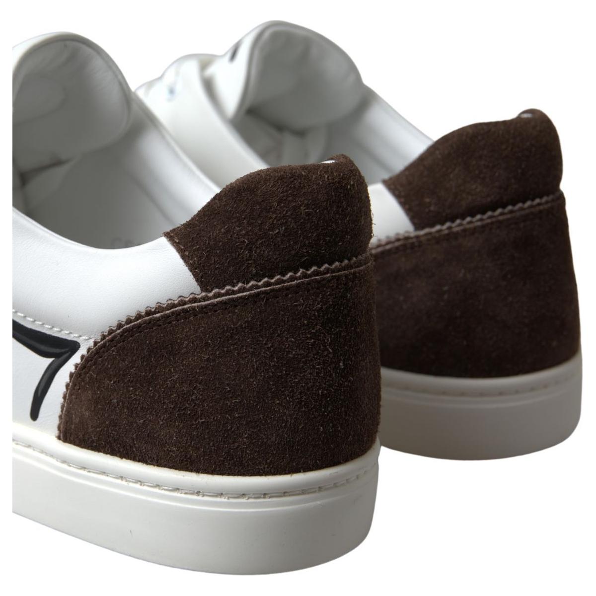Dolce & Gabbana Sleek White Leather Casual Sneakers Dolce & Gabbana Dark Slate Gray