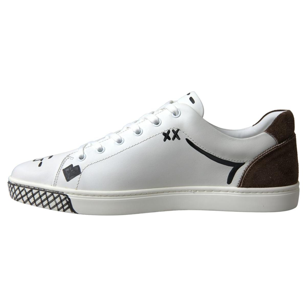 Dolce & Gabbana Sleek White Leather Casual Sneakers Dolce & Gabbana Gray