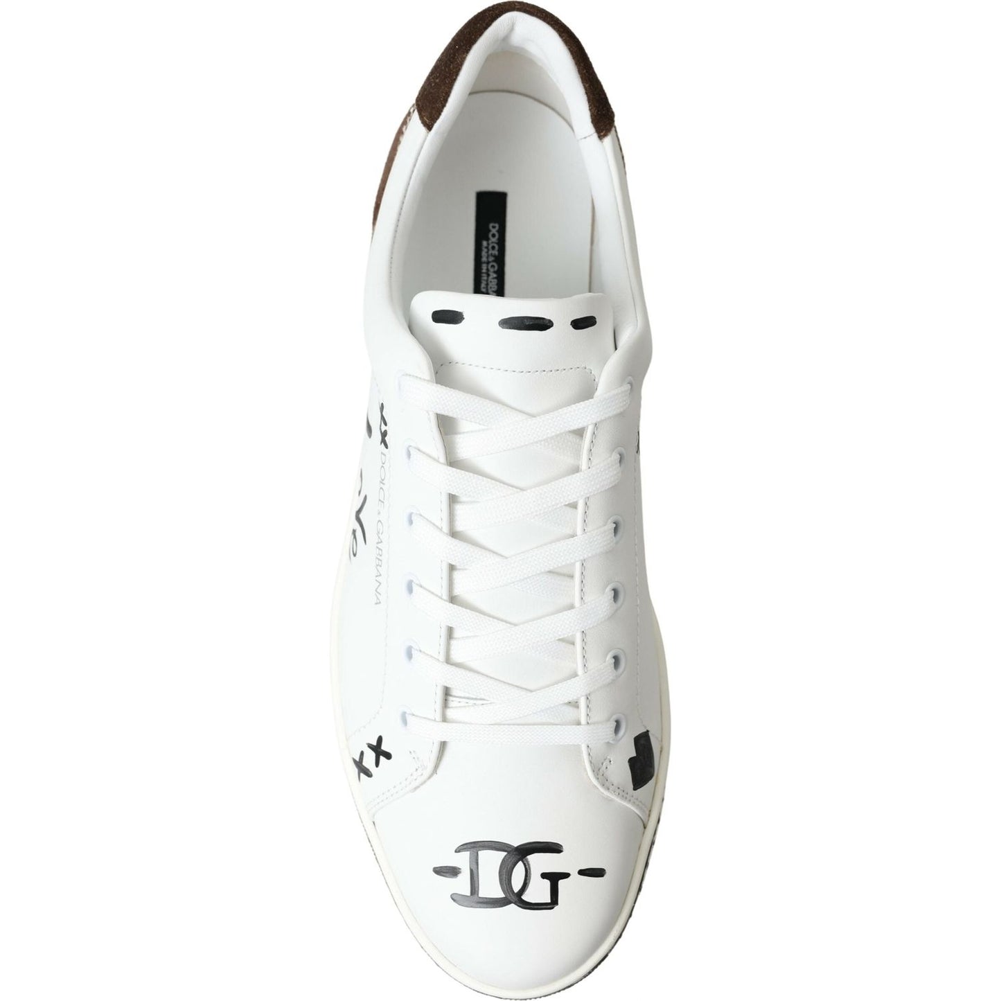 Dolce & Gabbana Sleek White Leather Casual Sneakers Dolce & Gabbana Light Gray