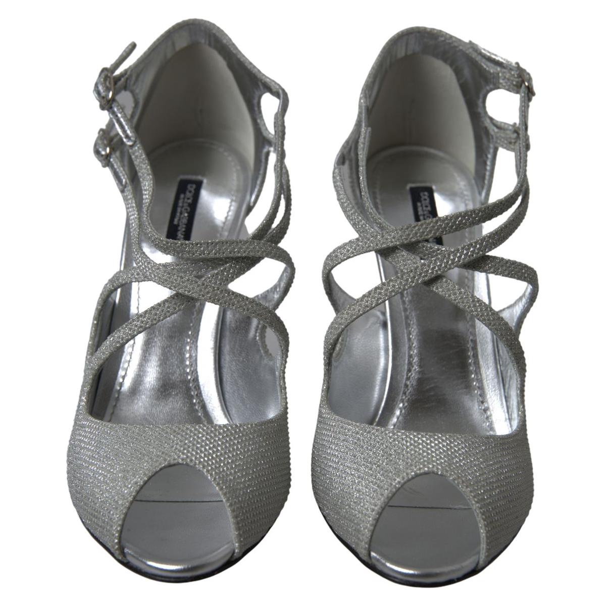 Dolce & Gabbana Elegant Shimmering Silver High-Heeled Sandals Dolce & Gabbana Dim Gray