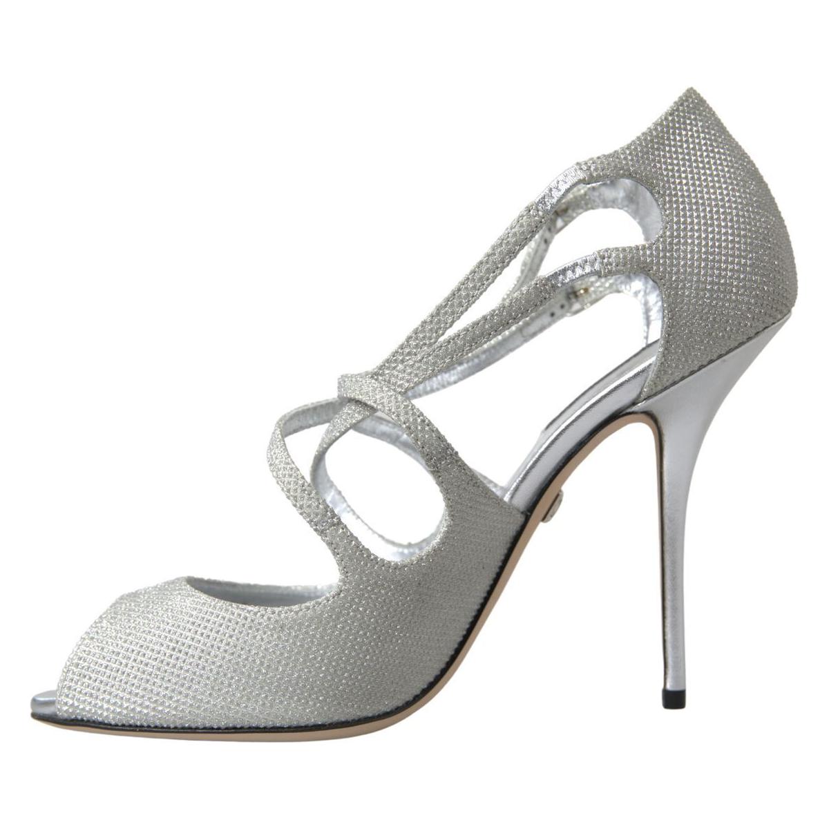Dolce & Gabbana Elegant Shimmering Silver High-Heeled Sandals Dolce & Gabbana Dark Gray