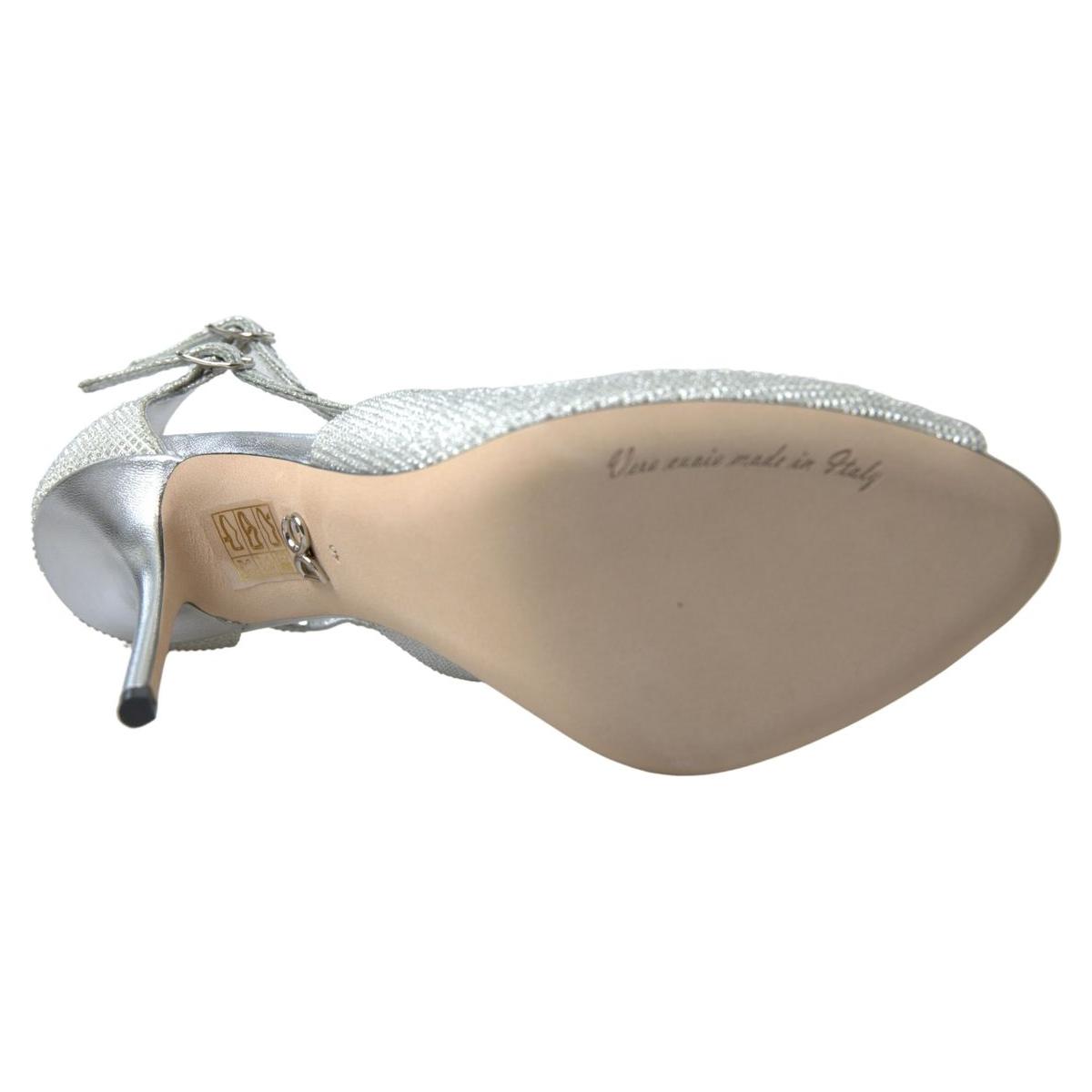 Dolce & Gabbana Elegant Shimmering Silver High-Heeled Sandals Dolce & Gabbana Rosy Brown