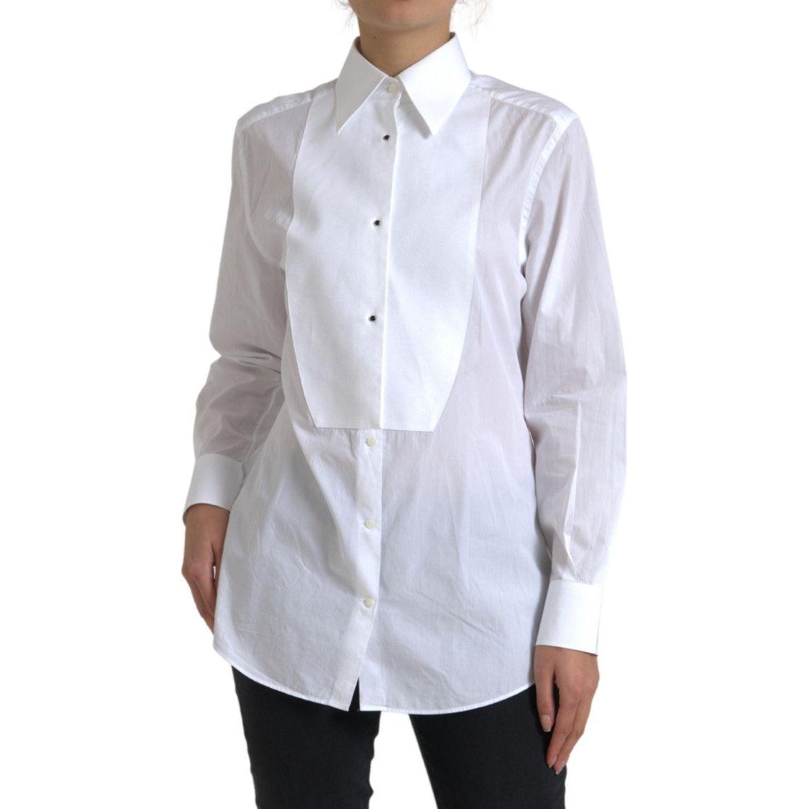 Dolce & Gabbana Elegant White Cotton Poplin Dress Shirt Dolce & Gabbana Light Gray