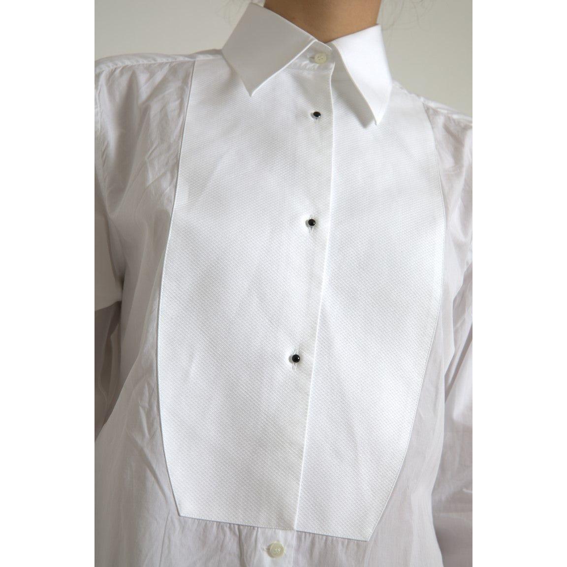 Dolce & Gabbana Elegant White Cotton Poplin Dress Shirt Dolce & Gabbana Light Gray