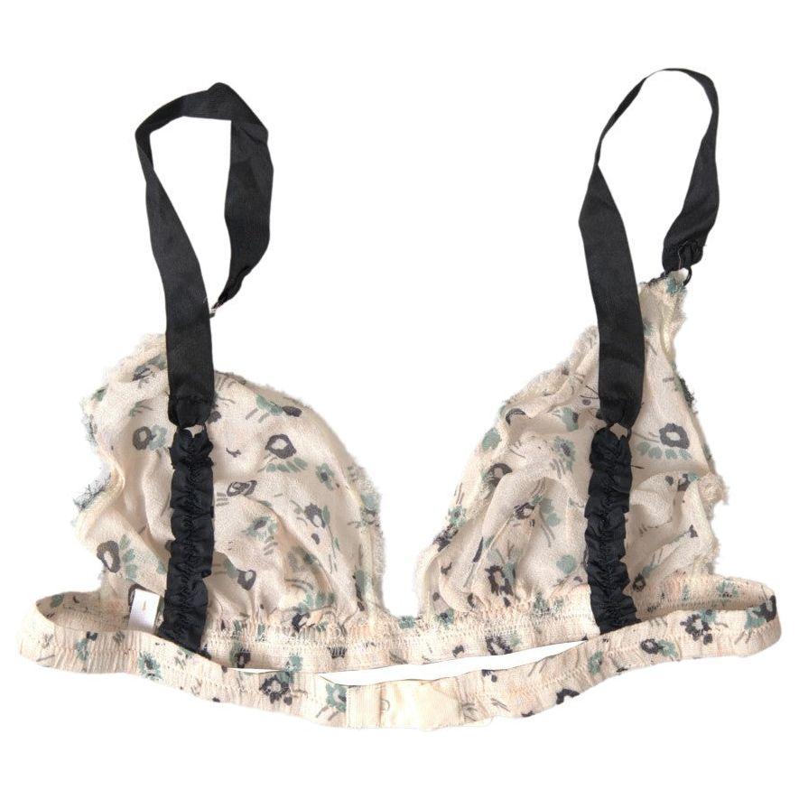 Costume National Elegant Floral Print Beige Bra Costume National Light Gray