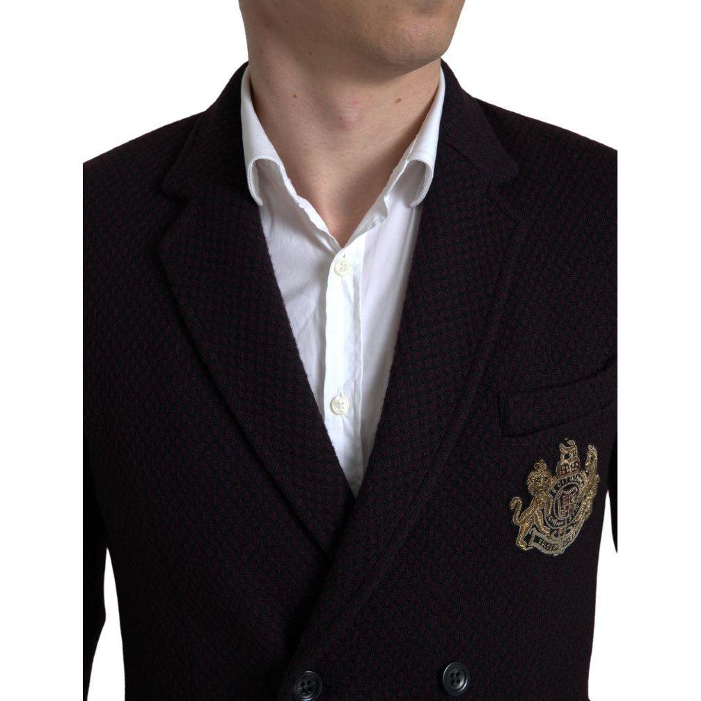 Dolce & Gabbana Elegant Purple Double Breasted Wool Blazer Dolce & Gabbana Black