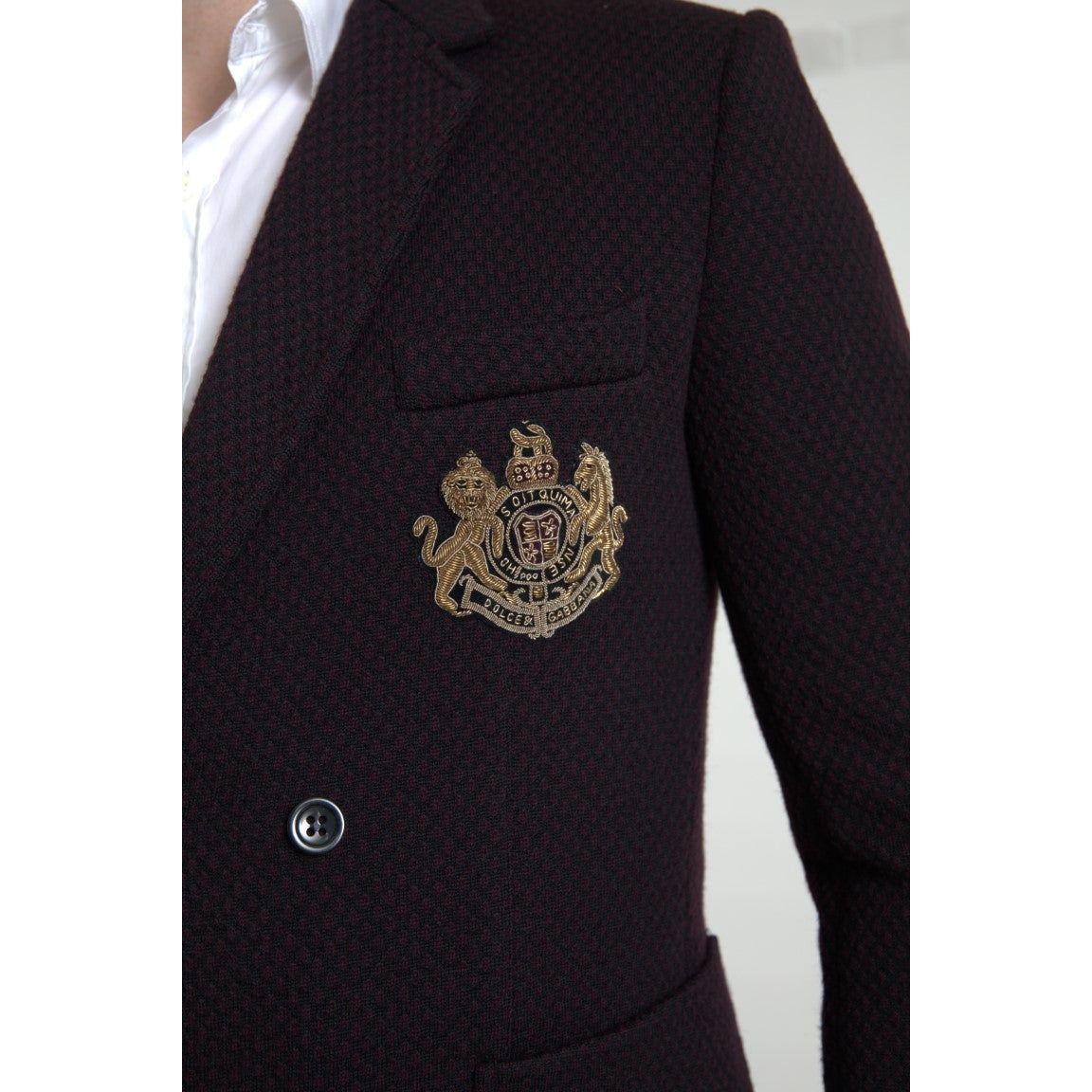 Dolce & Gabbana Elegant Purple Double Breasted Wool Blazer Dolce & Gabbana Black