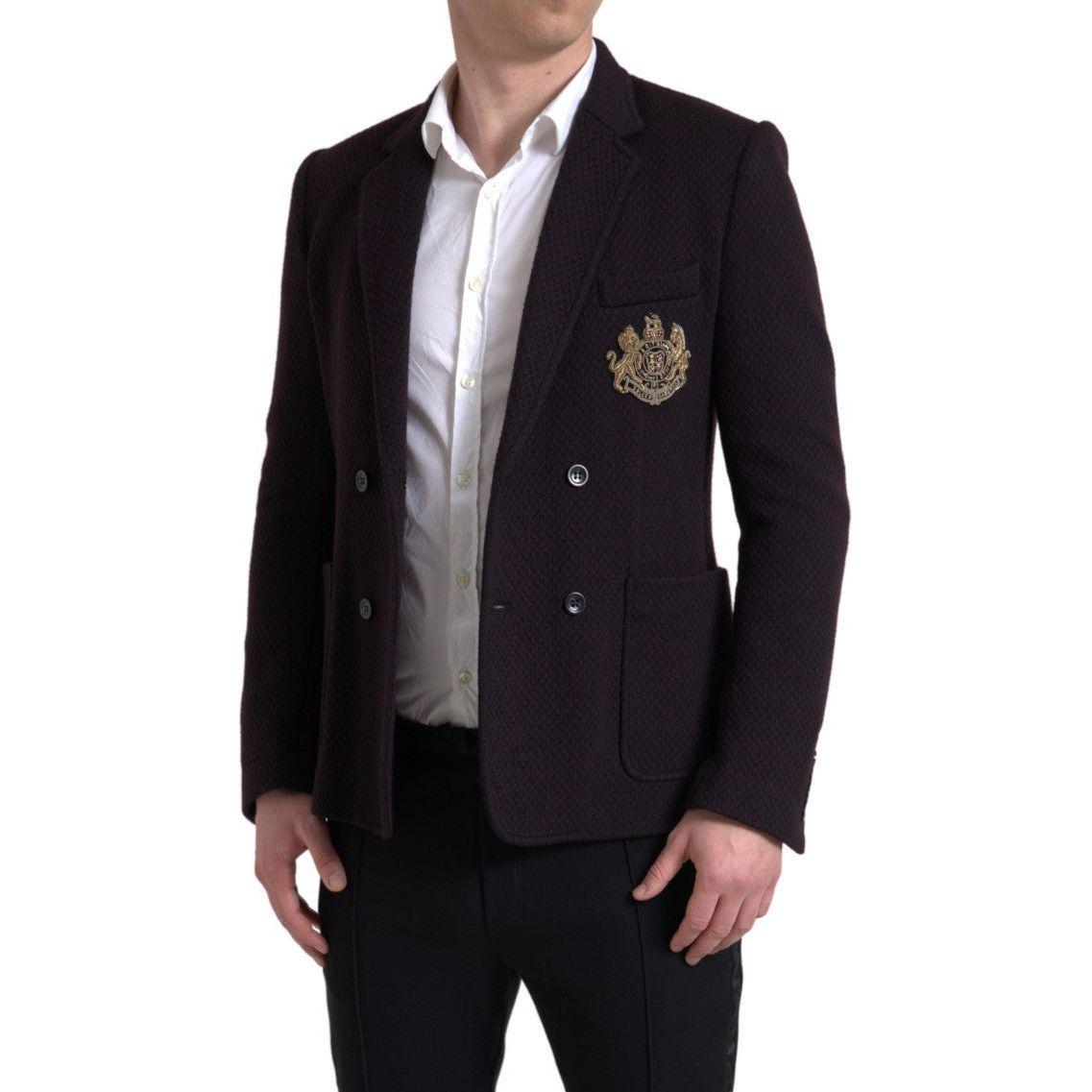 Dolce & Gabbana Elegant Purple Double Breasted Wool Blazer Dolce & Gabbana Black