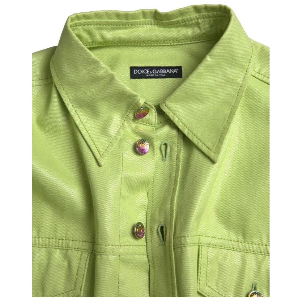 Dolce & Gabbana Elegant Light Green Cotton Button Down Shirt Dolce & Gabbana Dark Khaki