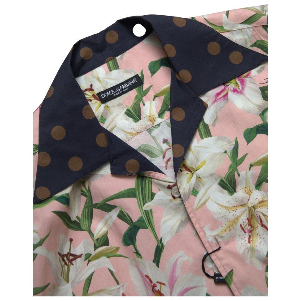 Dolce & Gabbana Elegant Slim Fit Pink Casual Shirt Dolce & Gabbana Dark Gray
