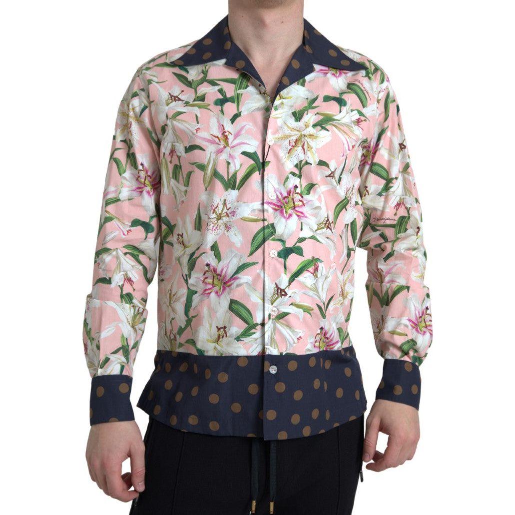 Dolce & Gabbana Elegant Slim Fit Pink Casual Shirt Dolce & Gabbana Gray
