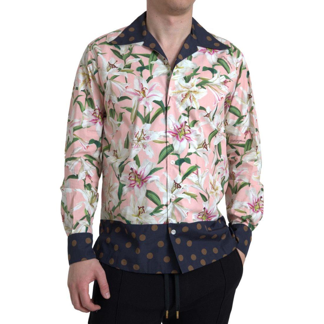 Dolce & Gabbana Elegant Slim Fit Pink Casual Shirt Dolce & Gabbana Gray