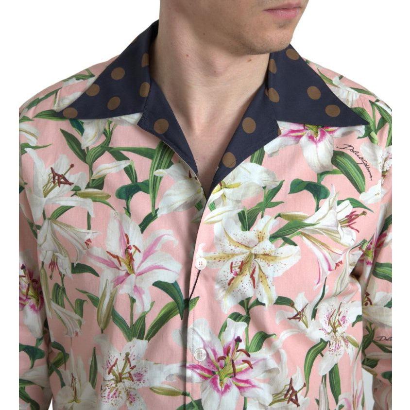 Dolce & Gabbana Elegant Slim Fit Pink Casual Shirt Dolce & Gabbana Gray