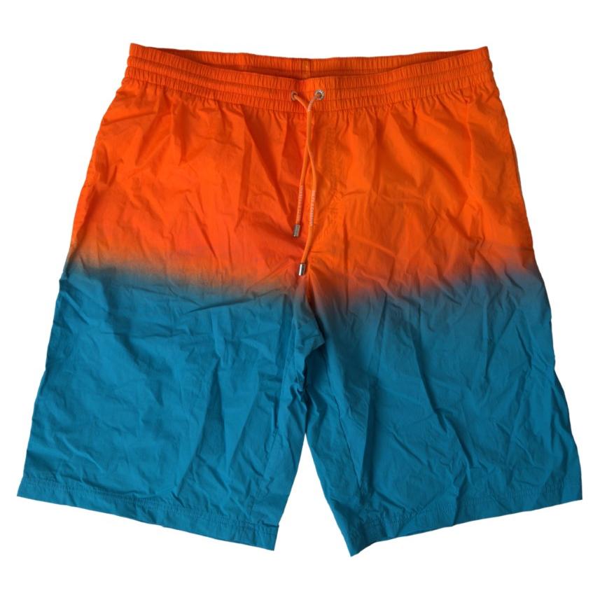 Dolce & Gabbana Gradient Effect Swim Shorts in Vibrant Orange Dolce & Gabbana Dark Cyan