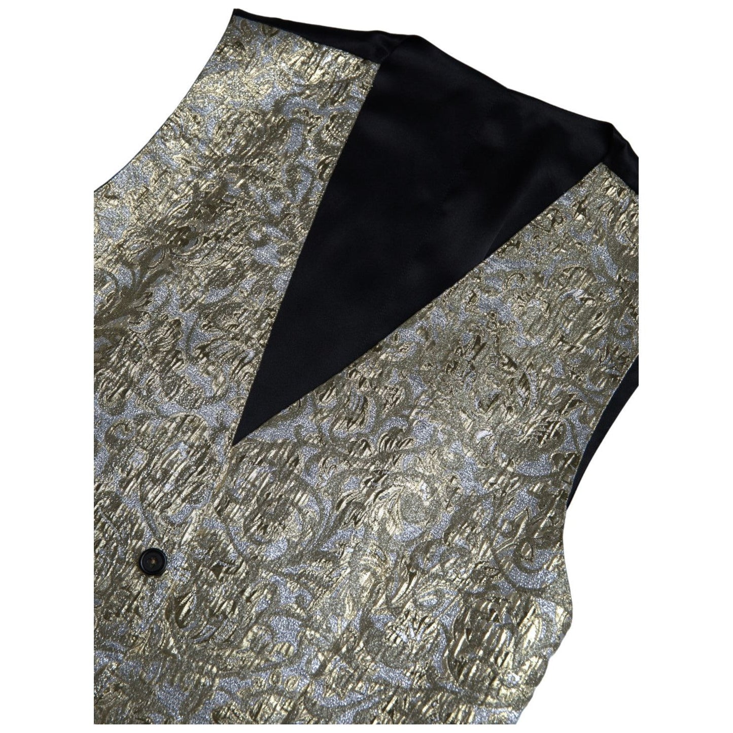 Dolce & Gabbana Elegant Gold Silk Formal Vest Dolce & Gabbana Dim Gray