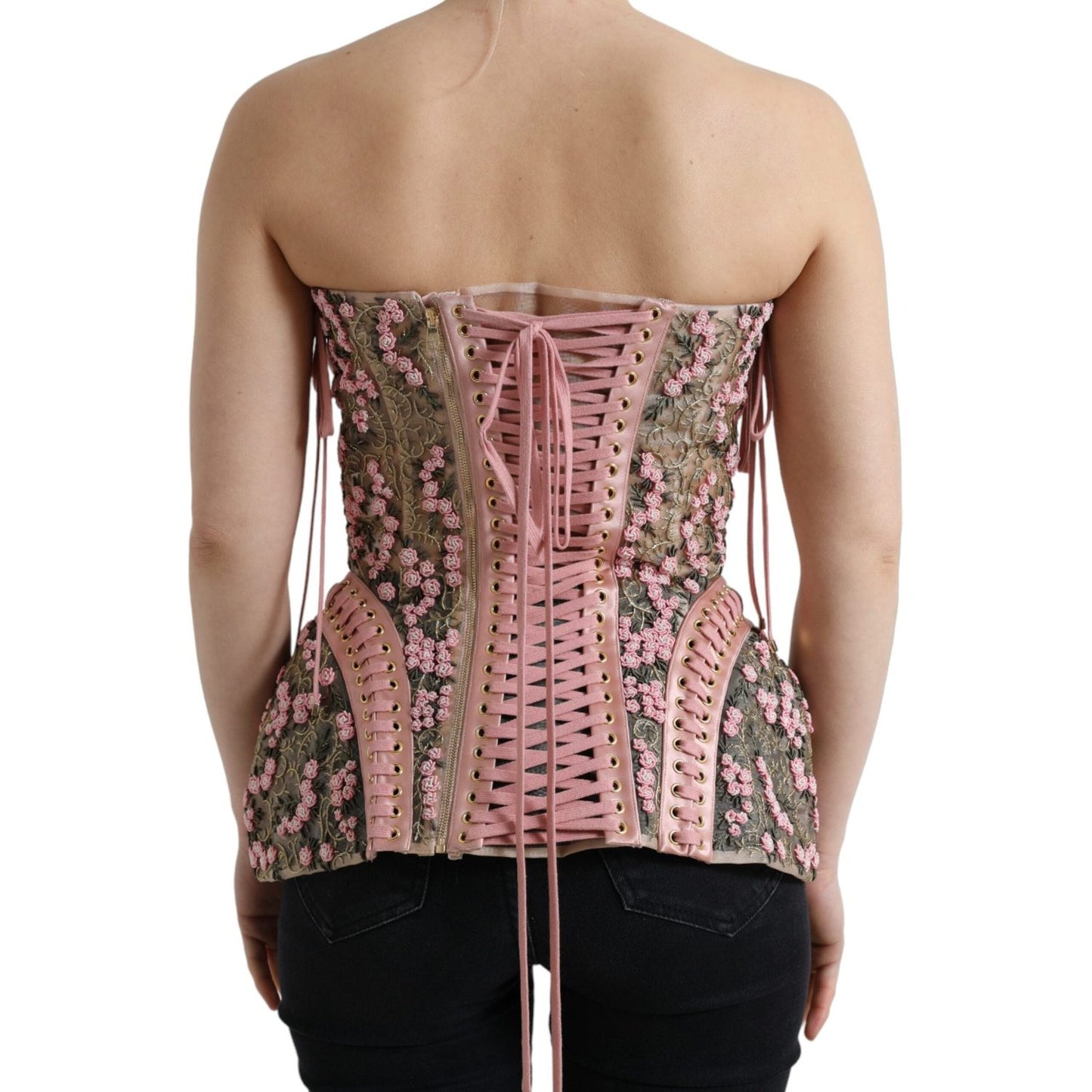 Dolce & Gabbana Silken Nylon Bustier Corset Top in Pink Dolce & Gabbana Rosy Brown