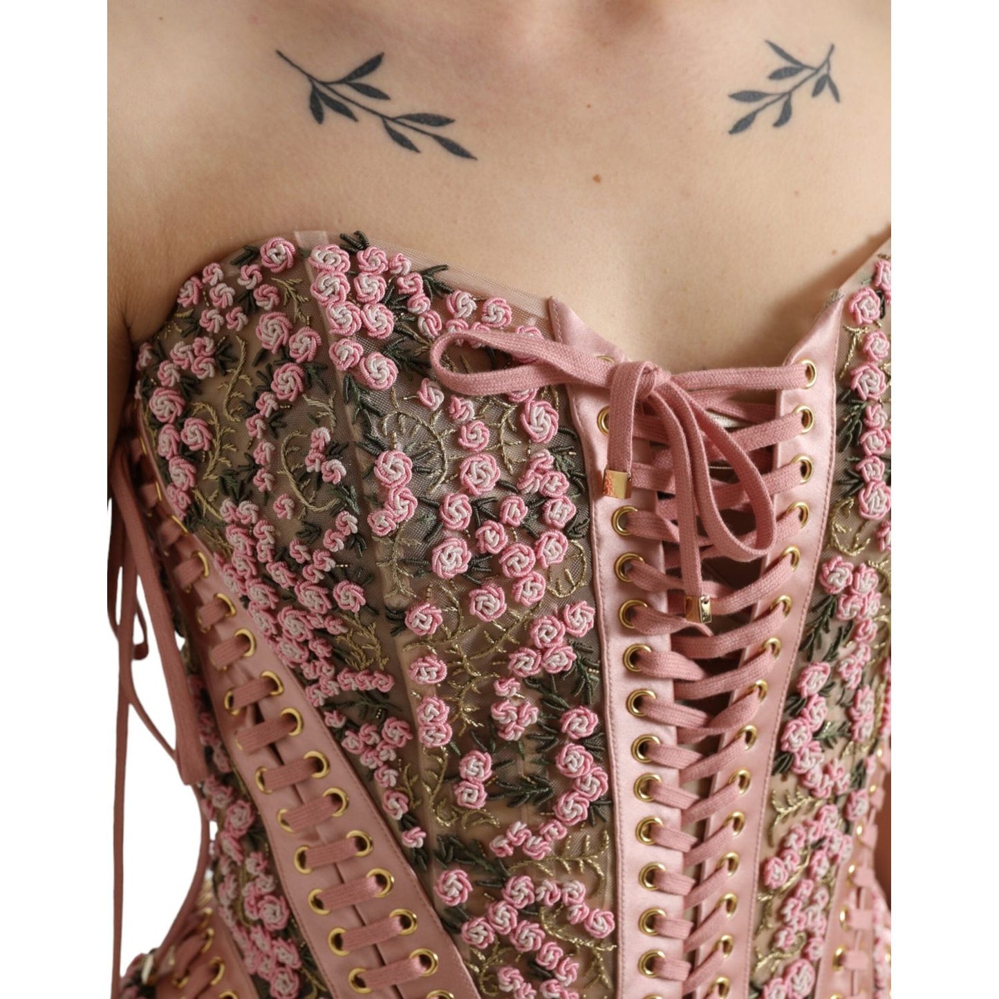 Dolce & Gabbana Silken Nylon Bustier Corset Top in Pink Dolce & Gabbana Rosy Brown